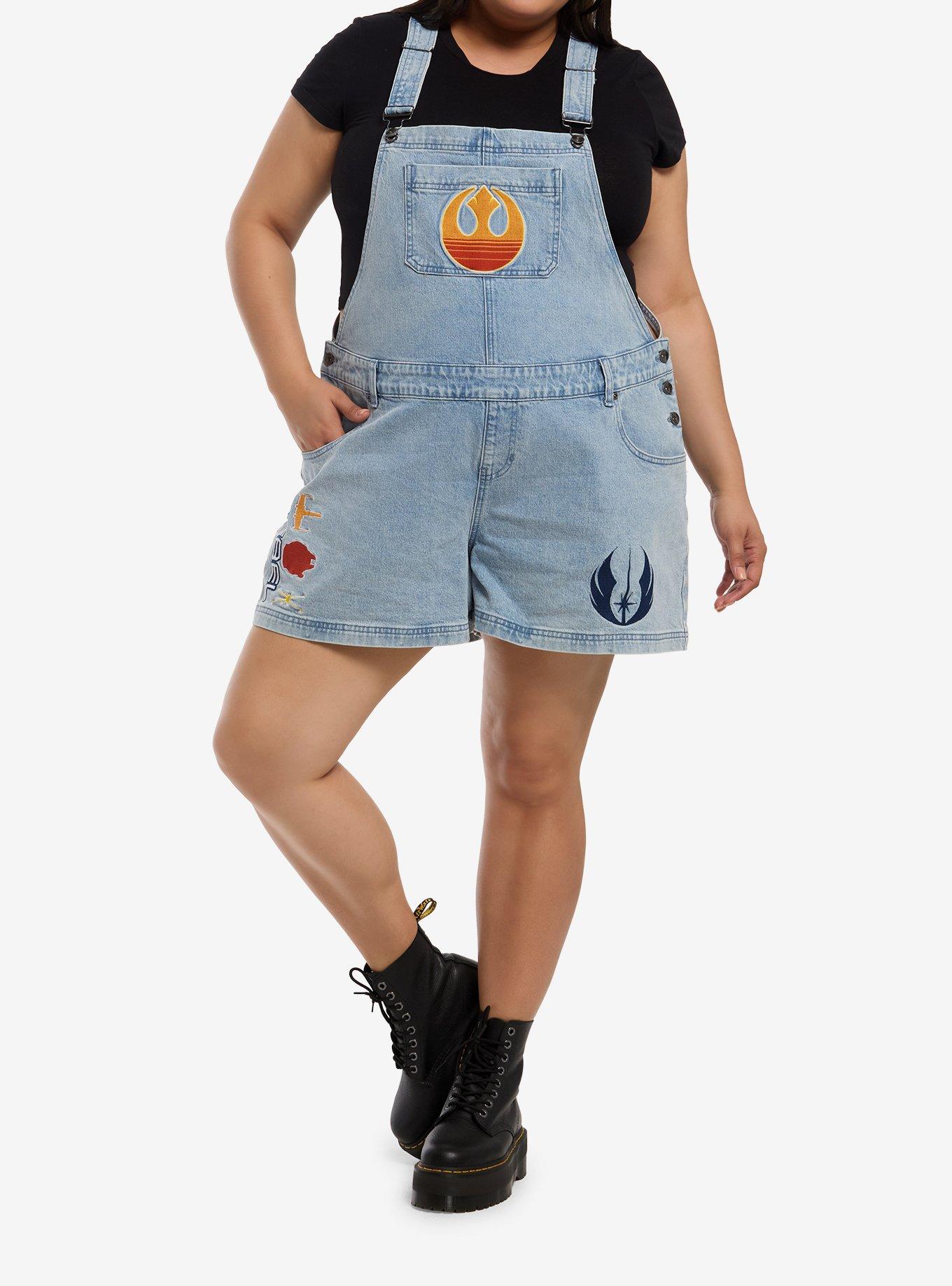 Her Universe Star Wars Rebel Denim Shortalls Plus Size, , hi-res
