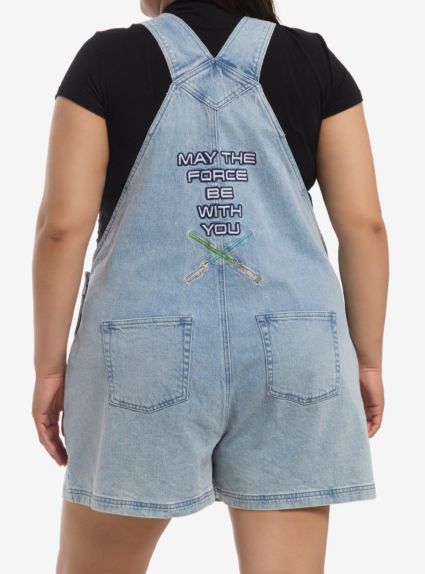 Her Universe Star Wars Rebel Denim Shortalls Plus Size, ORANGE, alternate