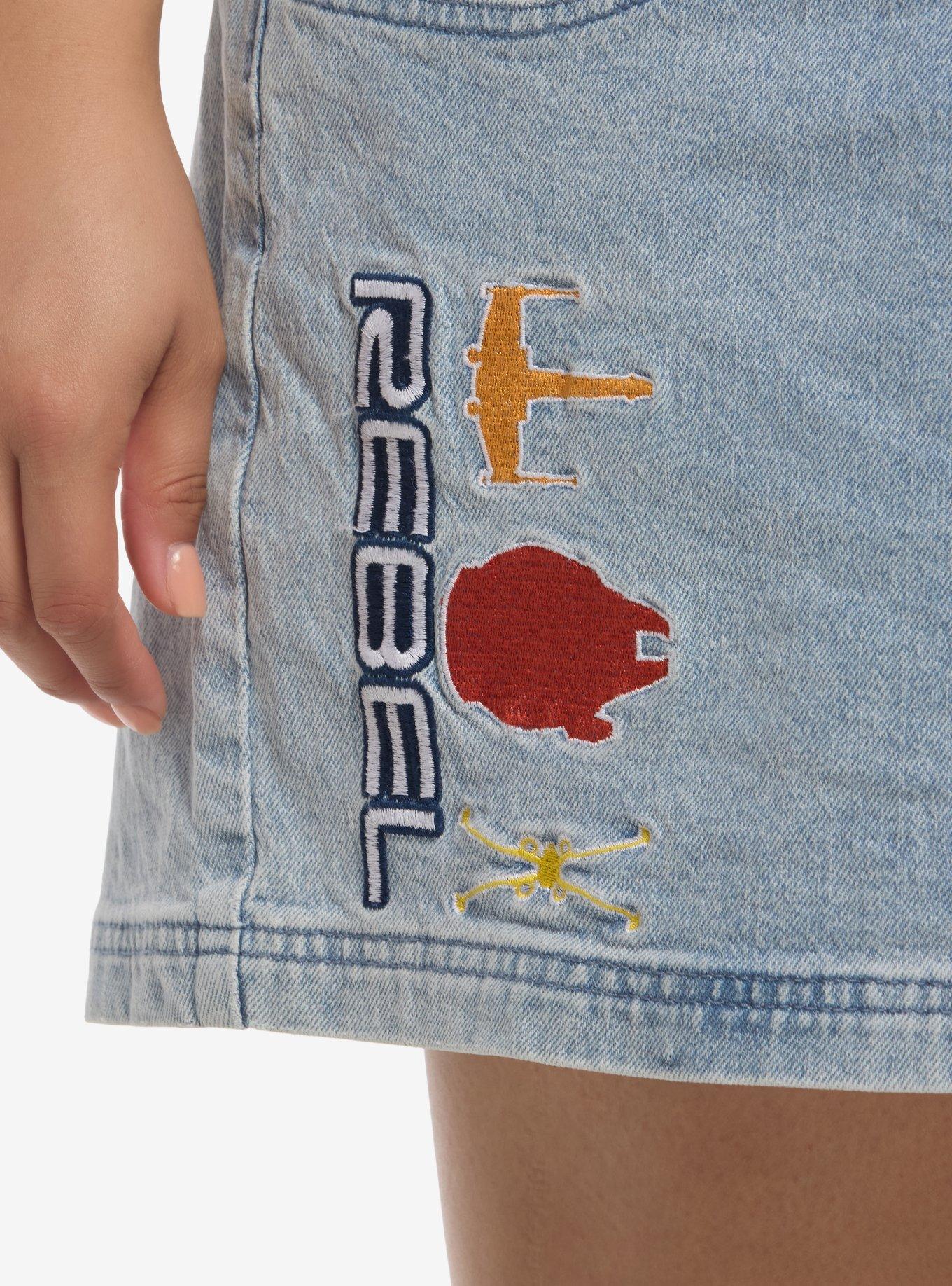 Her Universe Star Wars Rebel Denim Shortalls Plus Size, ORANGE, alternate