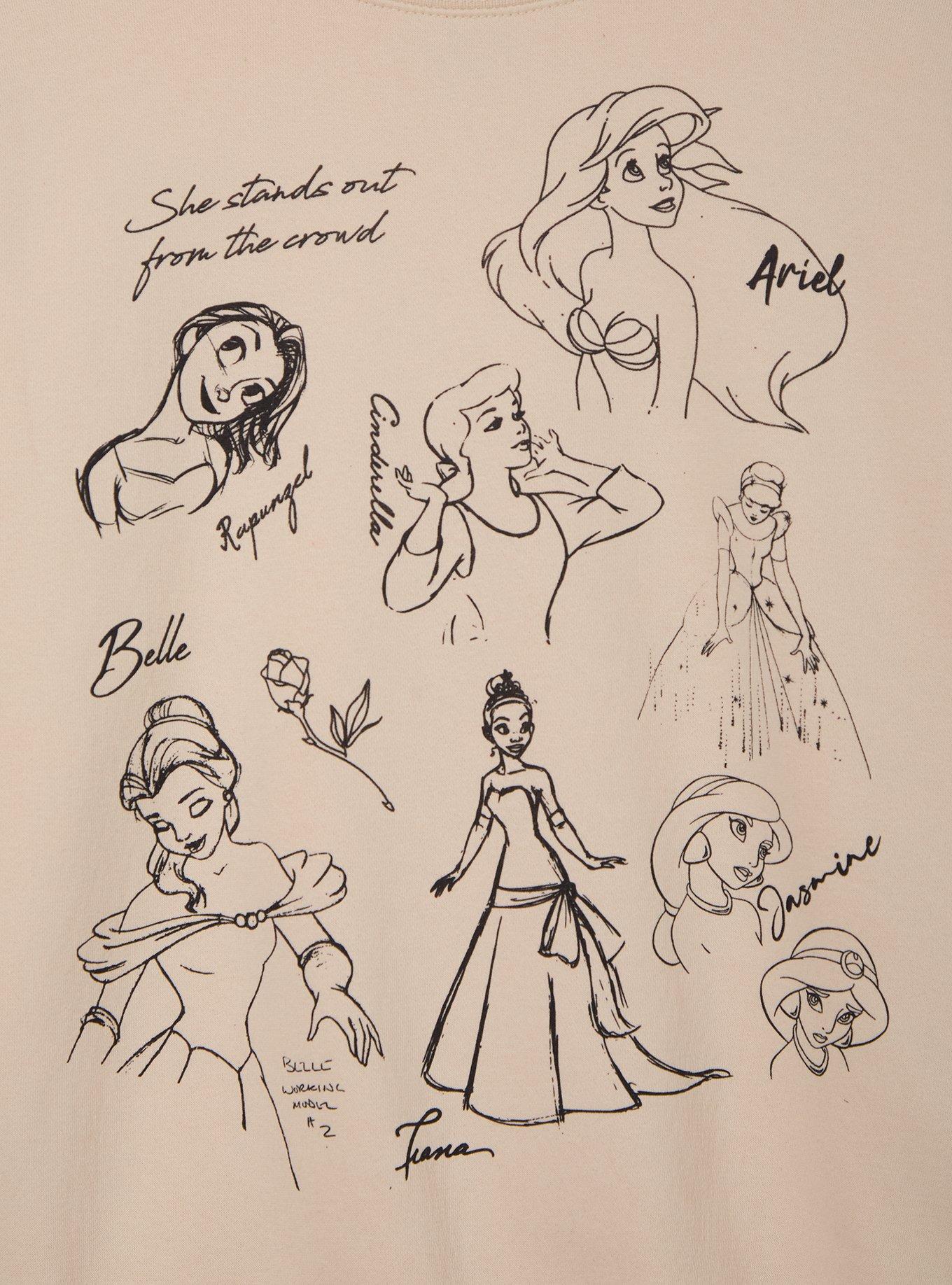 Disney Princess Sketches Crewneck - BoxLunch Exclusive, , hi-res