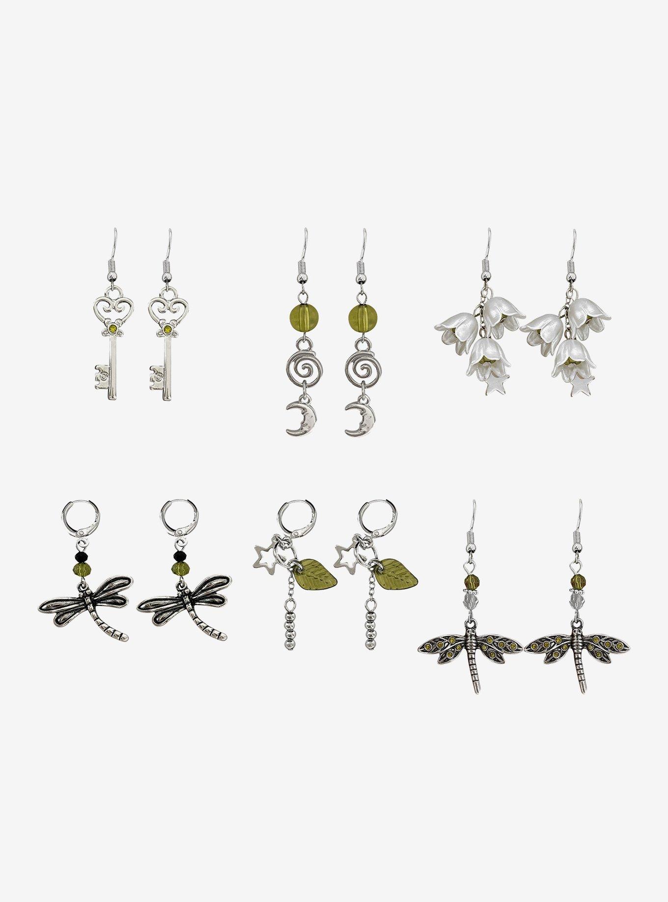 Thorn & Fable Dragonfly & Flower Earring Set, , hi-res