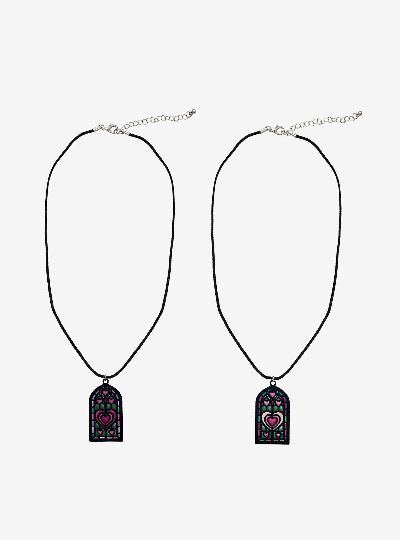 Thorn & Fable Heart Stained Glass Window Best Friend Necklace Set, , hi-res