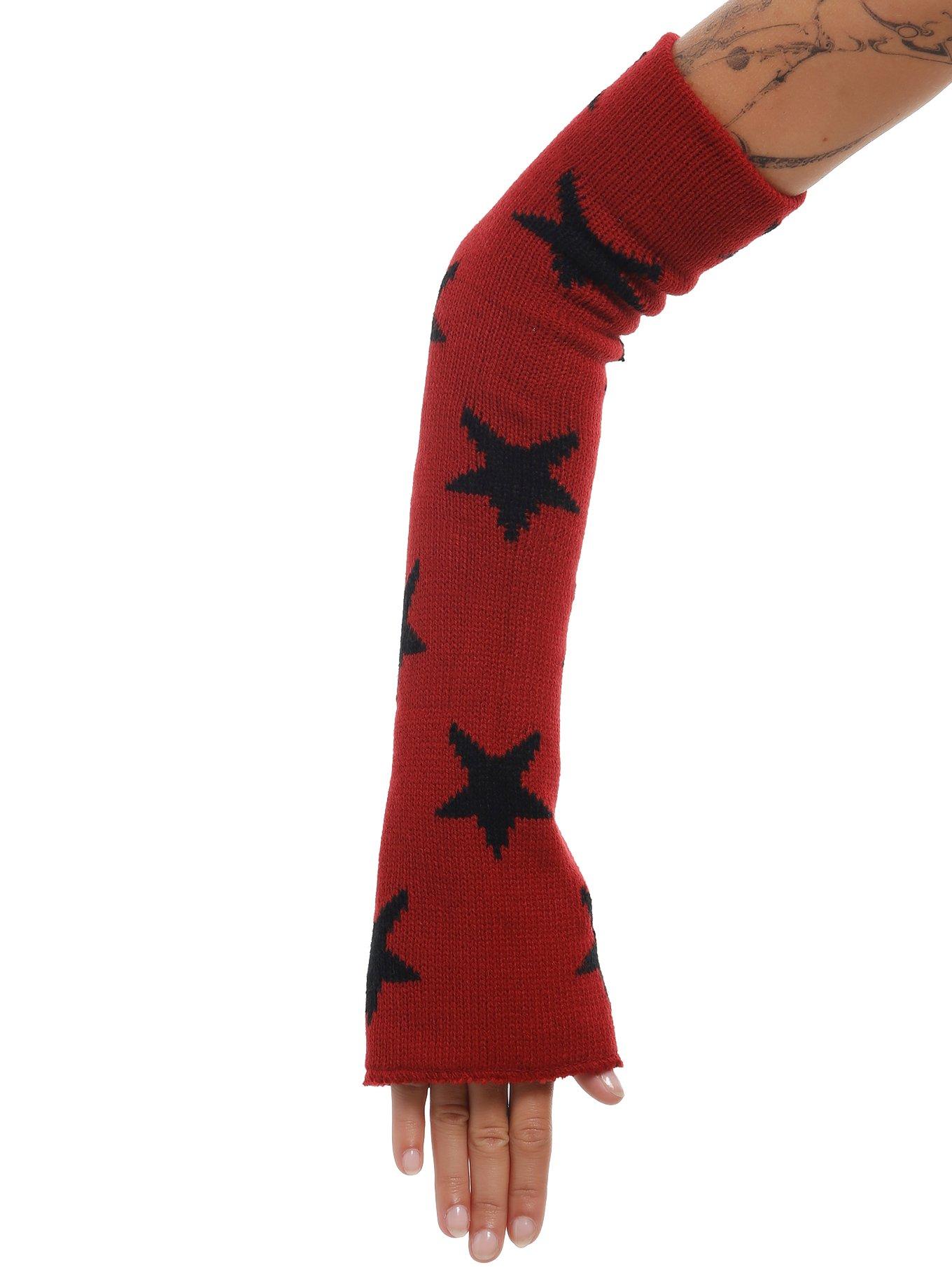 Red & Black Star Flare Arm Warmers, , hi-res