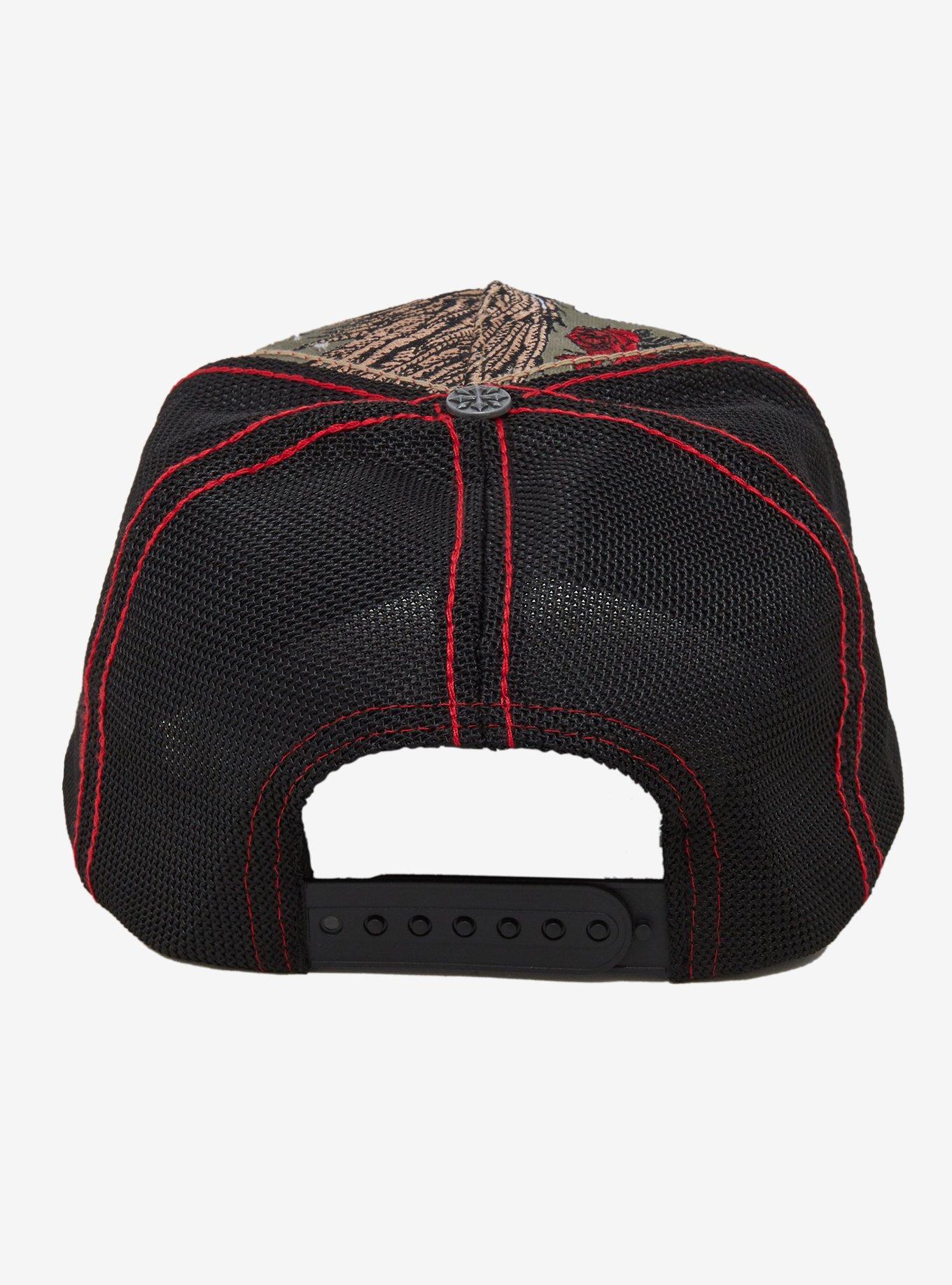 Affliction Skeleton Roses Trucker Hat, , alternate