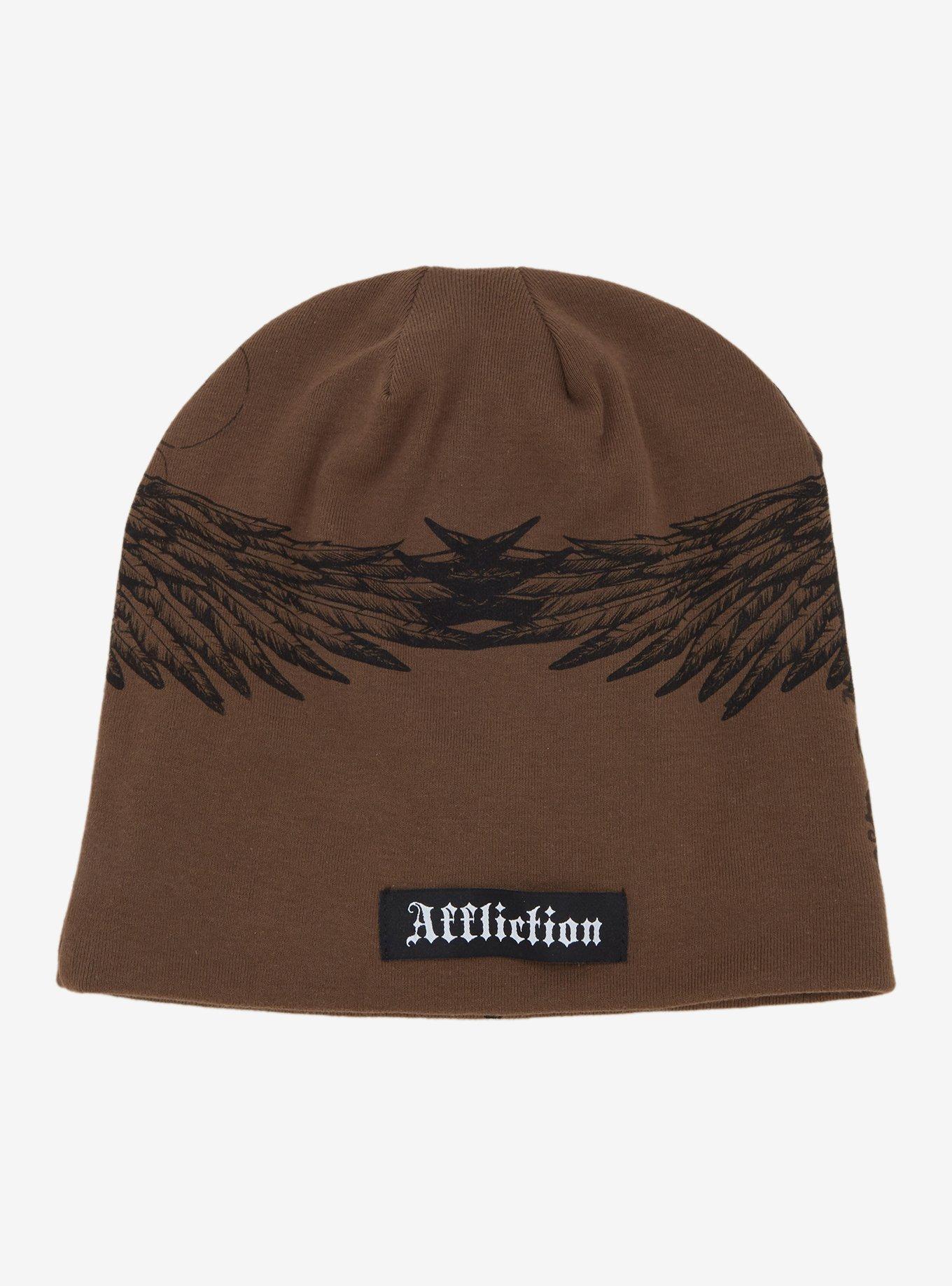 Affliction Brown Wings Reversible Beanie, , hi-res