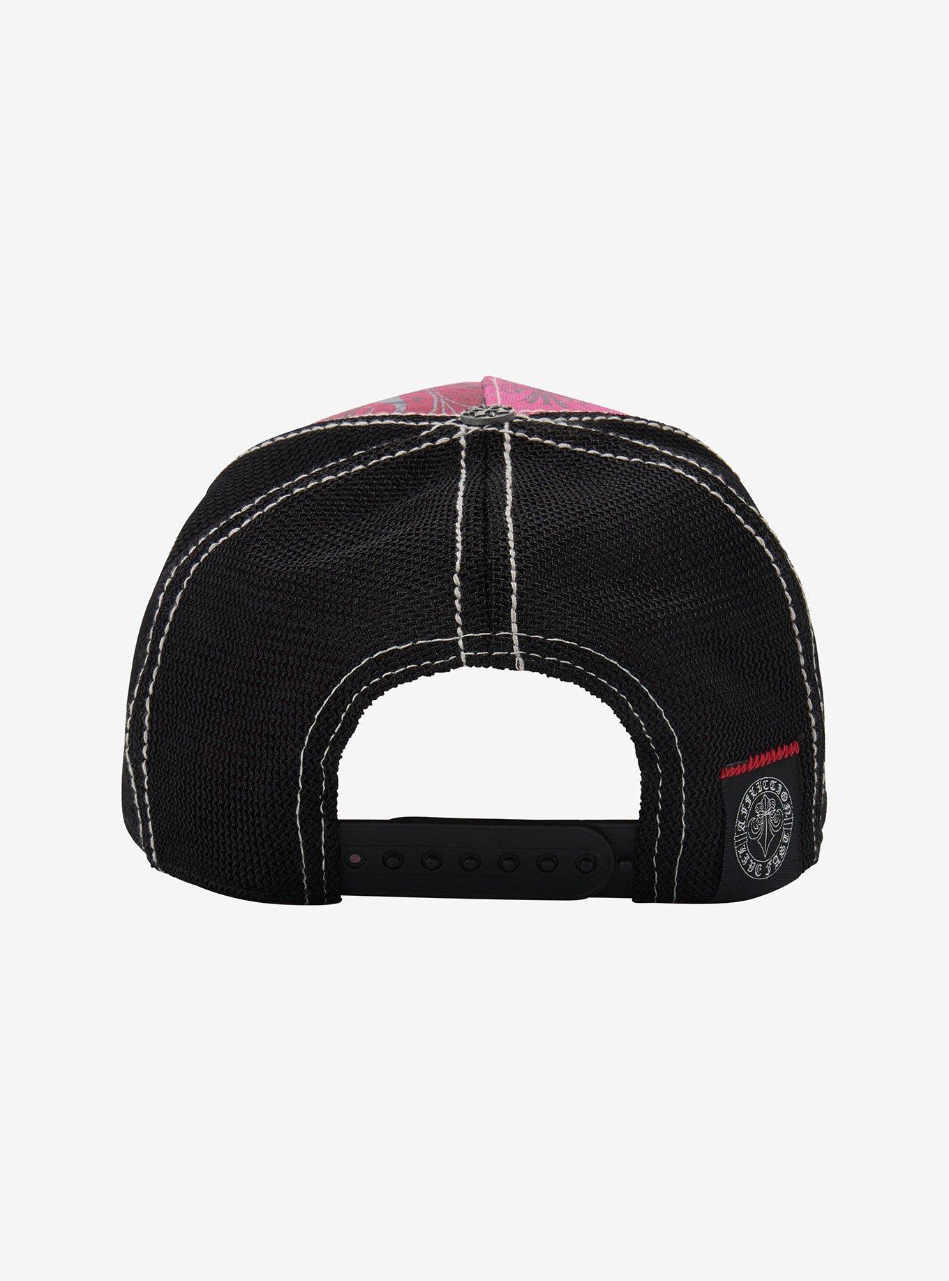 Affliction Pink Cross Rhinestone Trucker Hat, , alternate