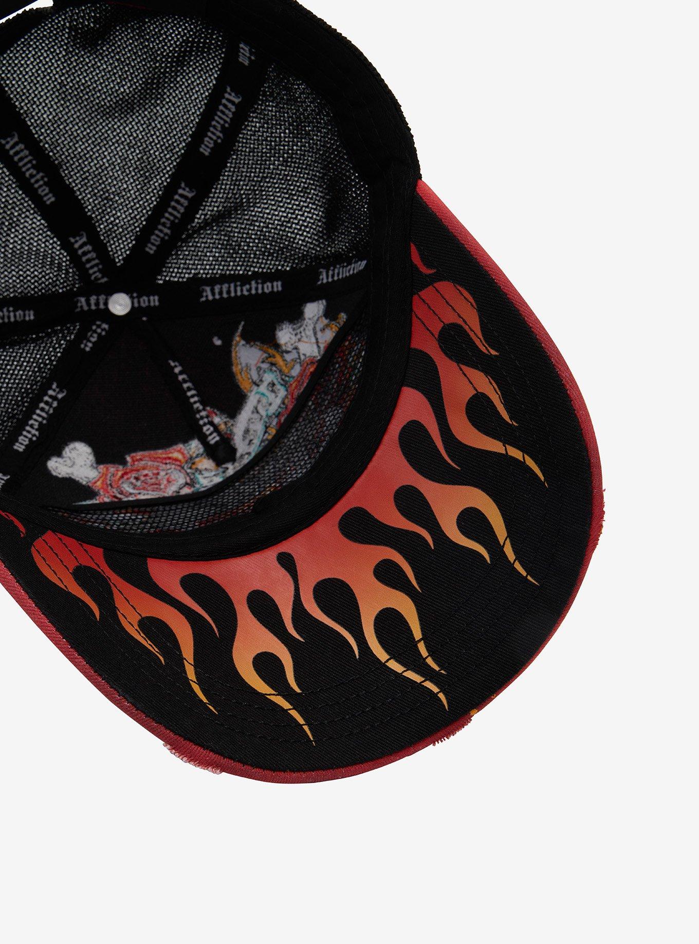 Affliction Skull Roses Rhinestone Trucker Hat, , alternate