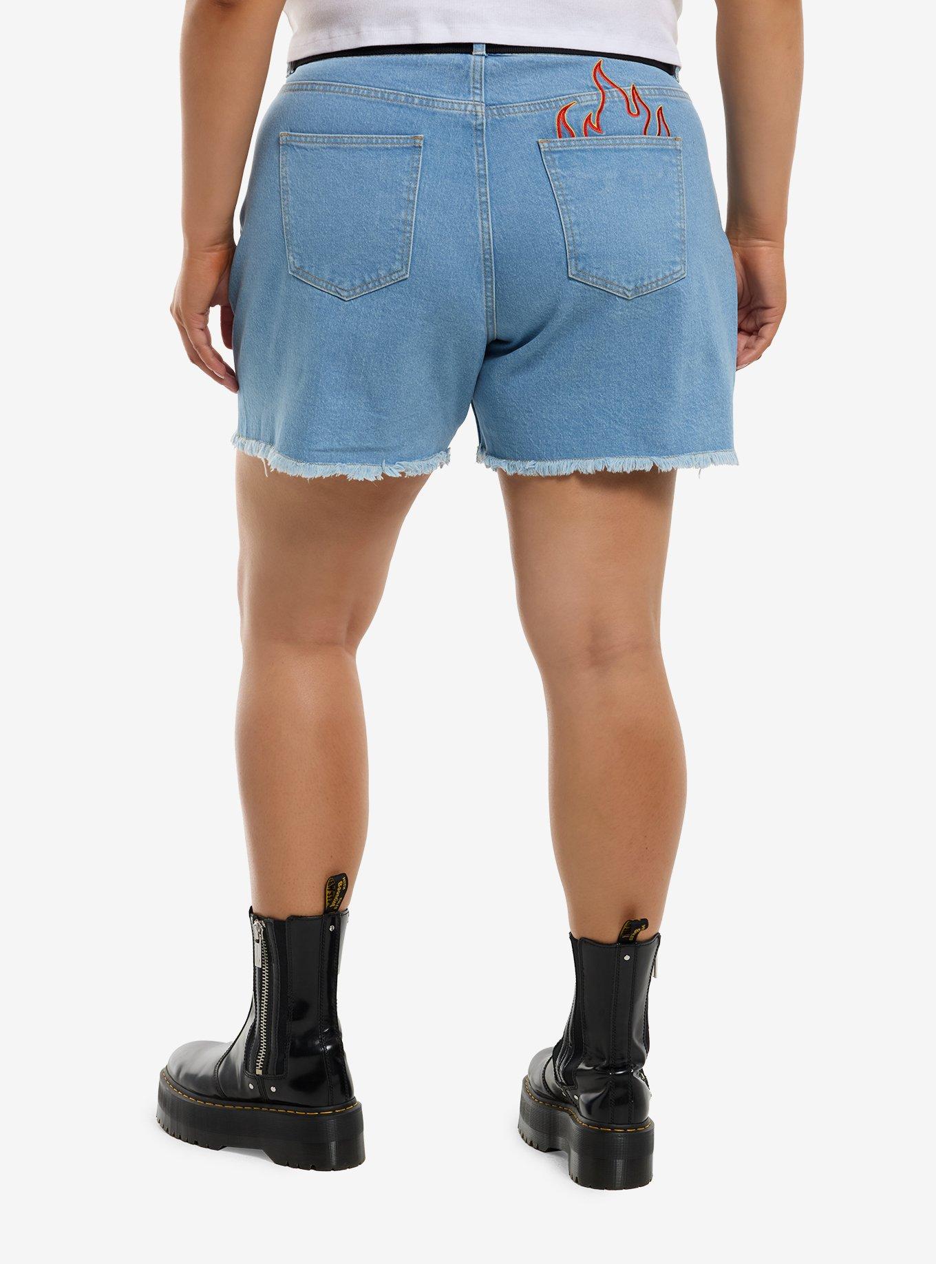 Disney Pixar Cars Lightning McQueen Belted Denim Shorts Plus Size, , hi-res