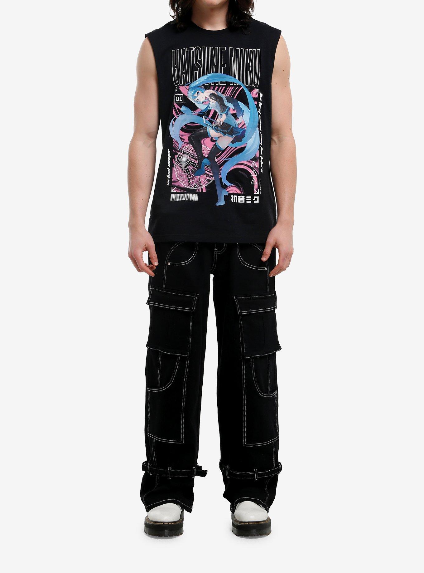 Hatsune Miku Pink Wave Muscle Tank Top, , hi-res
