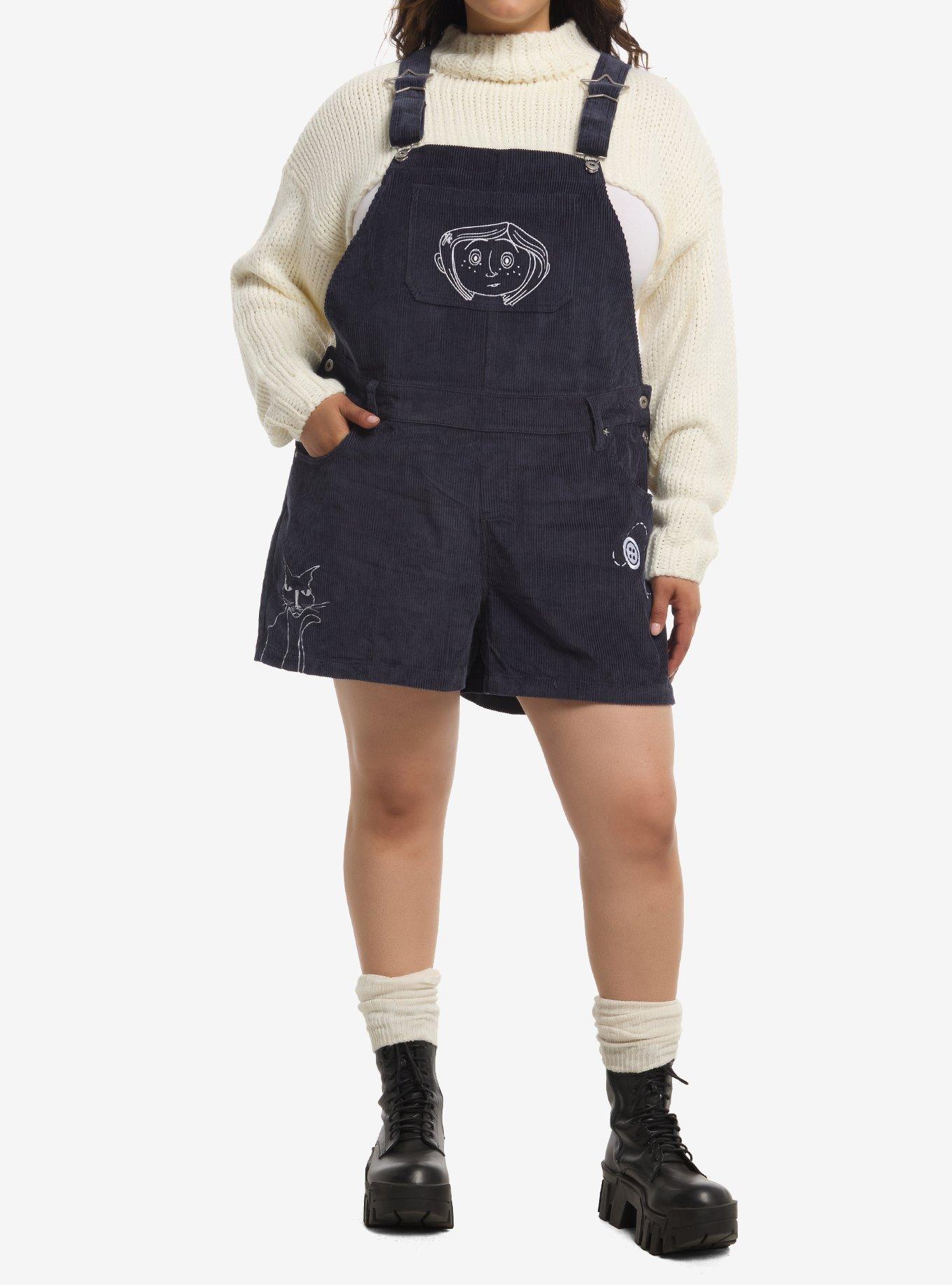 Coraline Icons Corduroy Shortalls Plus Size, , alternate - view 3
