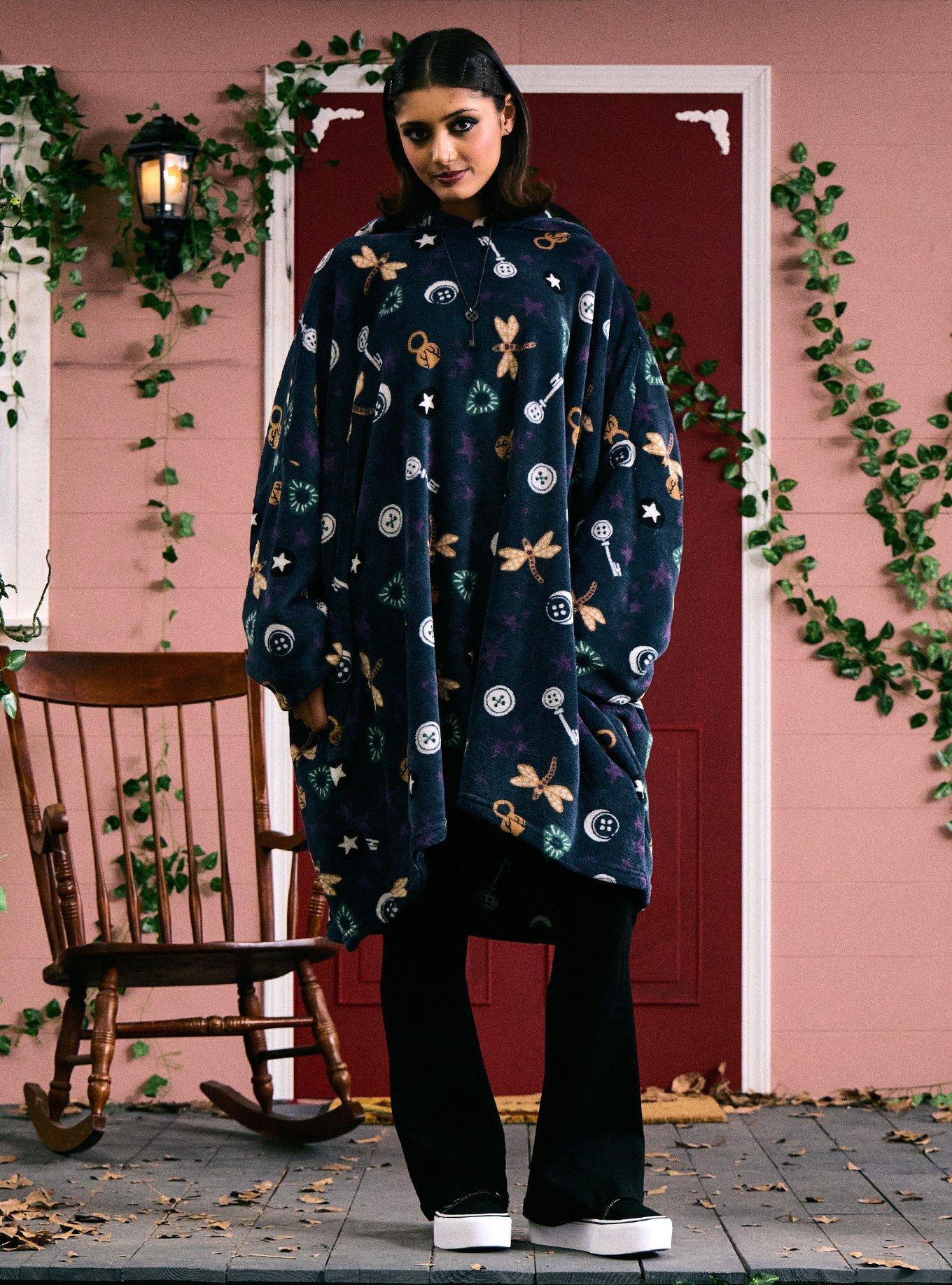 Coraline Icons Fuzzy Oversized Hoodie, , hi-res