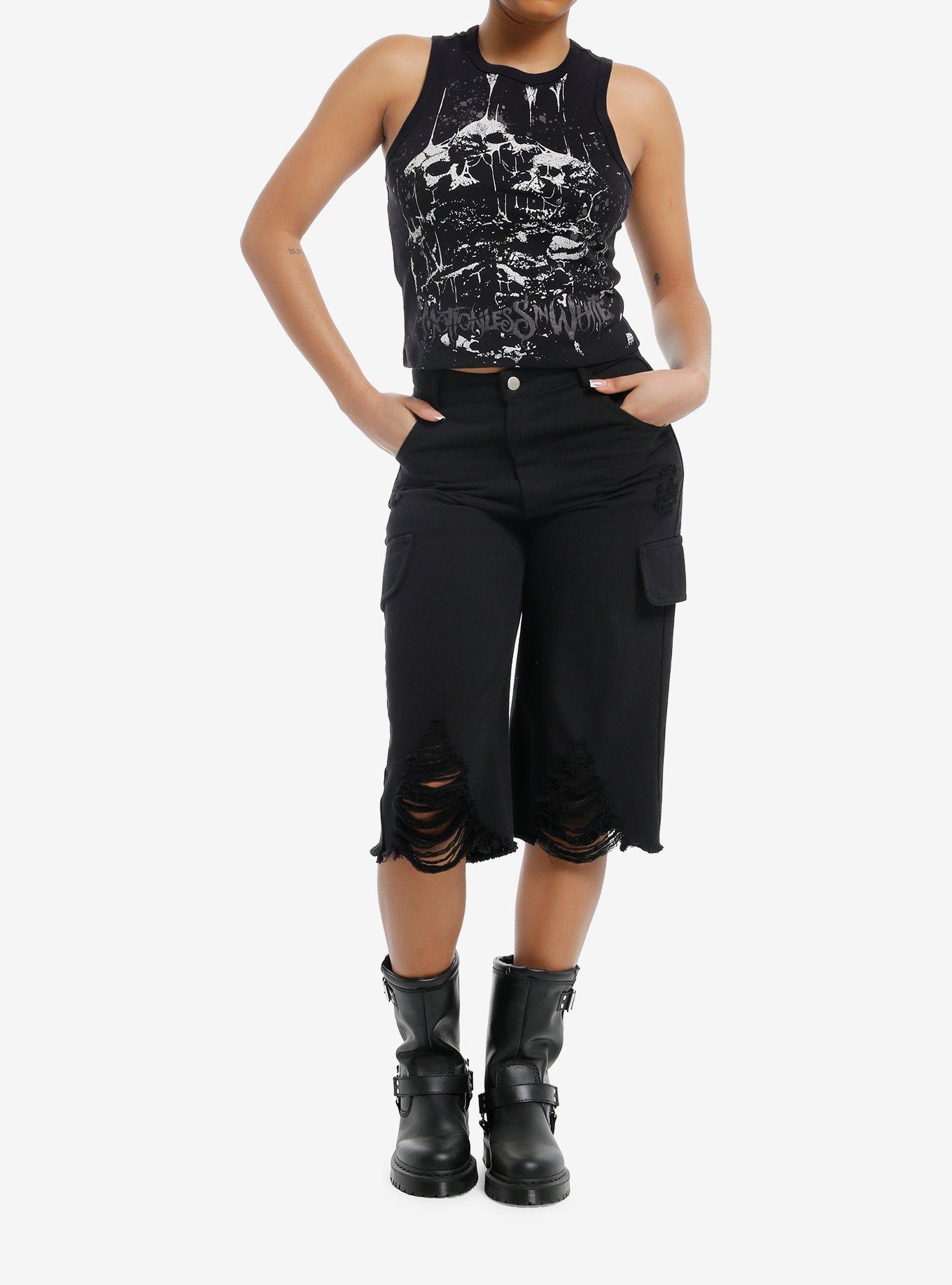 Motionless In White Skull Splatter Girls Tank Top, BLACK, alternate