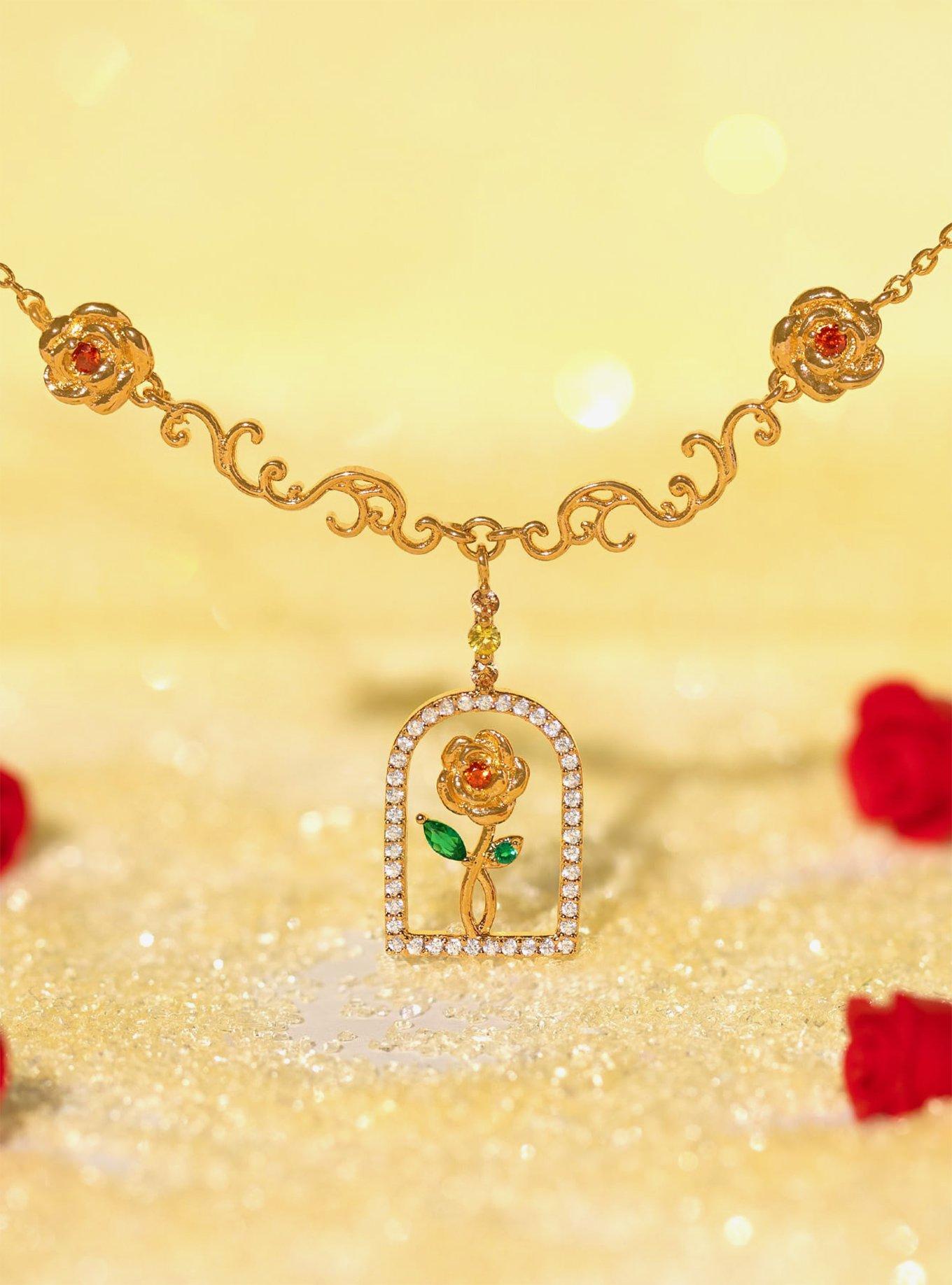 Disney X Girls Crew Beauty And The Beast Enchanted Rose Necklace, , hi-res