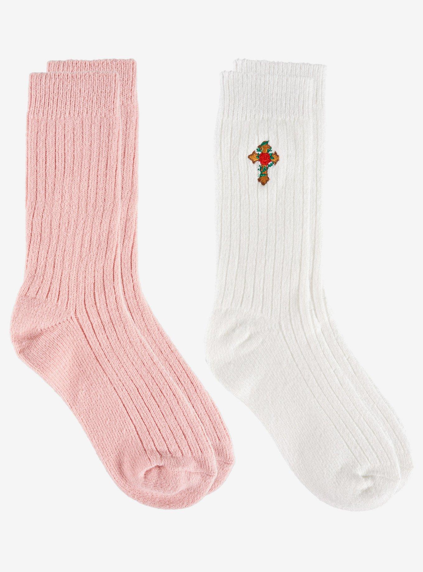 Ed Hardy Embroidery Waffle Knit Mid Crew 2-Pack Socks, , alternate