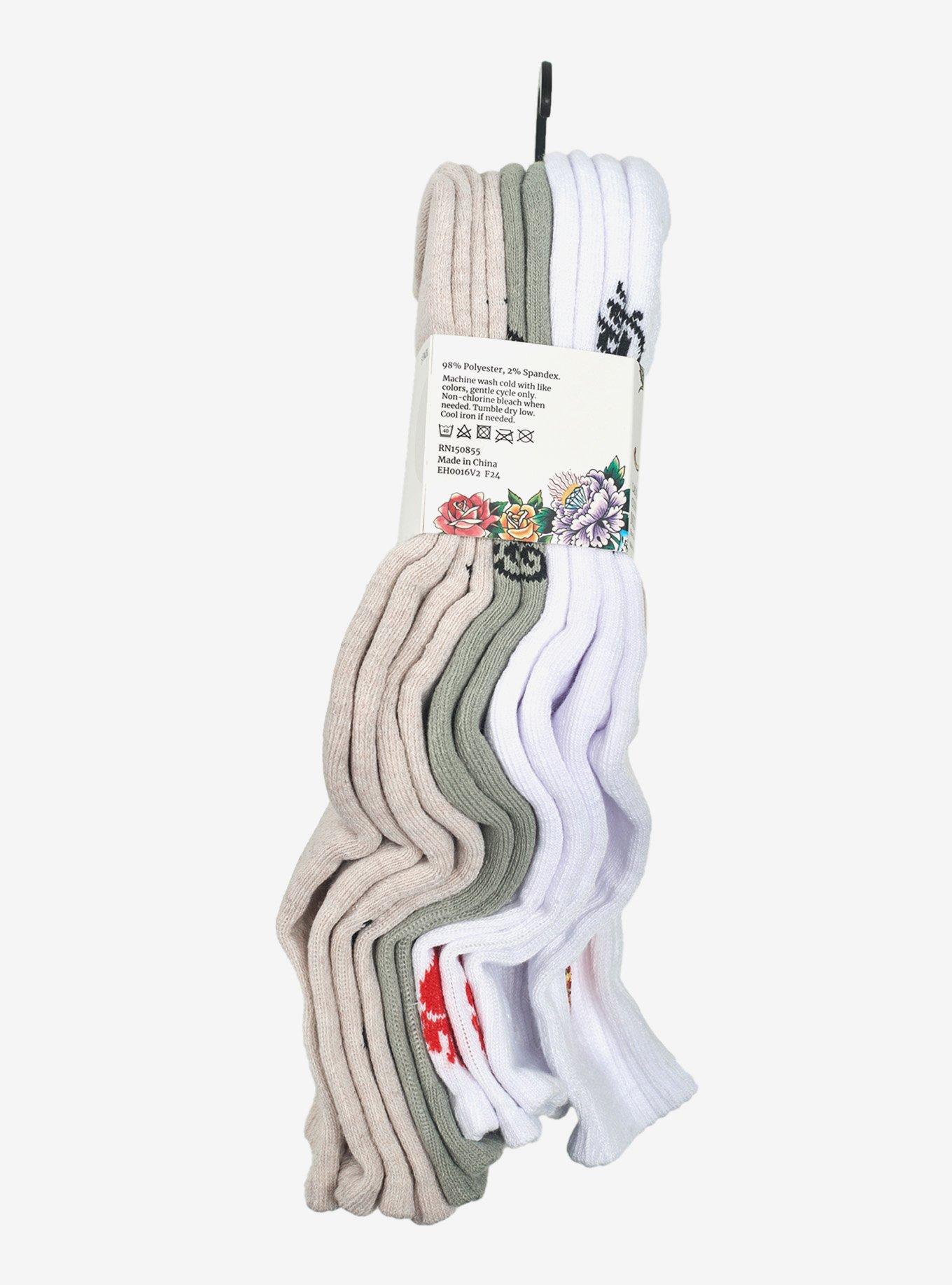 Ed Hardy Burning Flame Butterfly Mid Crew 5-Pack Socks, , alternate