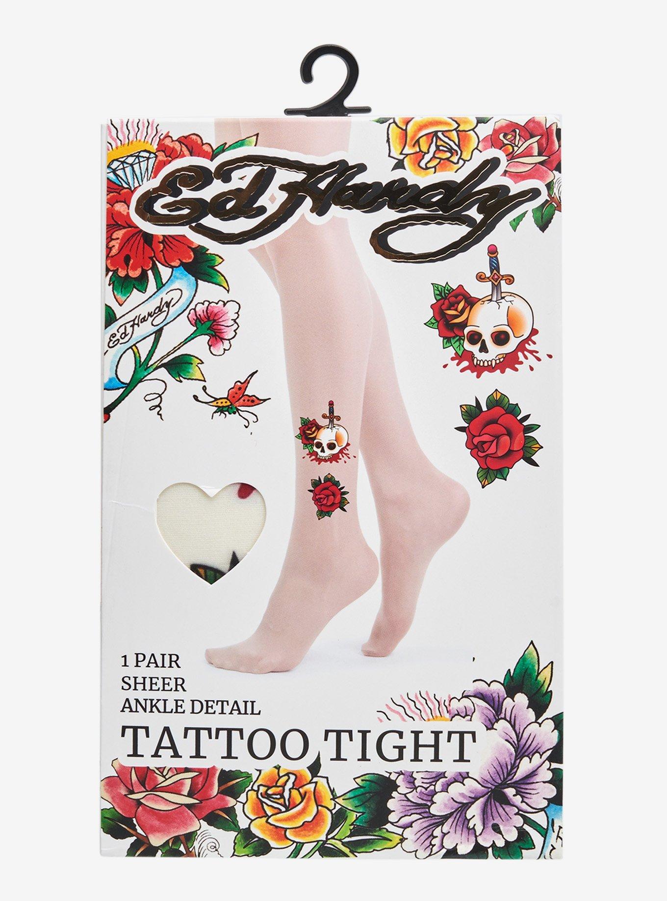 Ed Hardy Tattoo Skeleton Tights, , hi-res