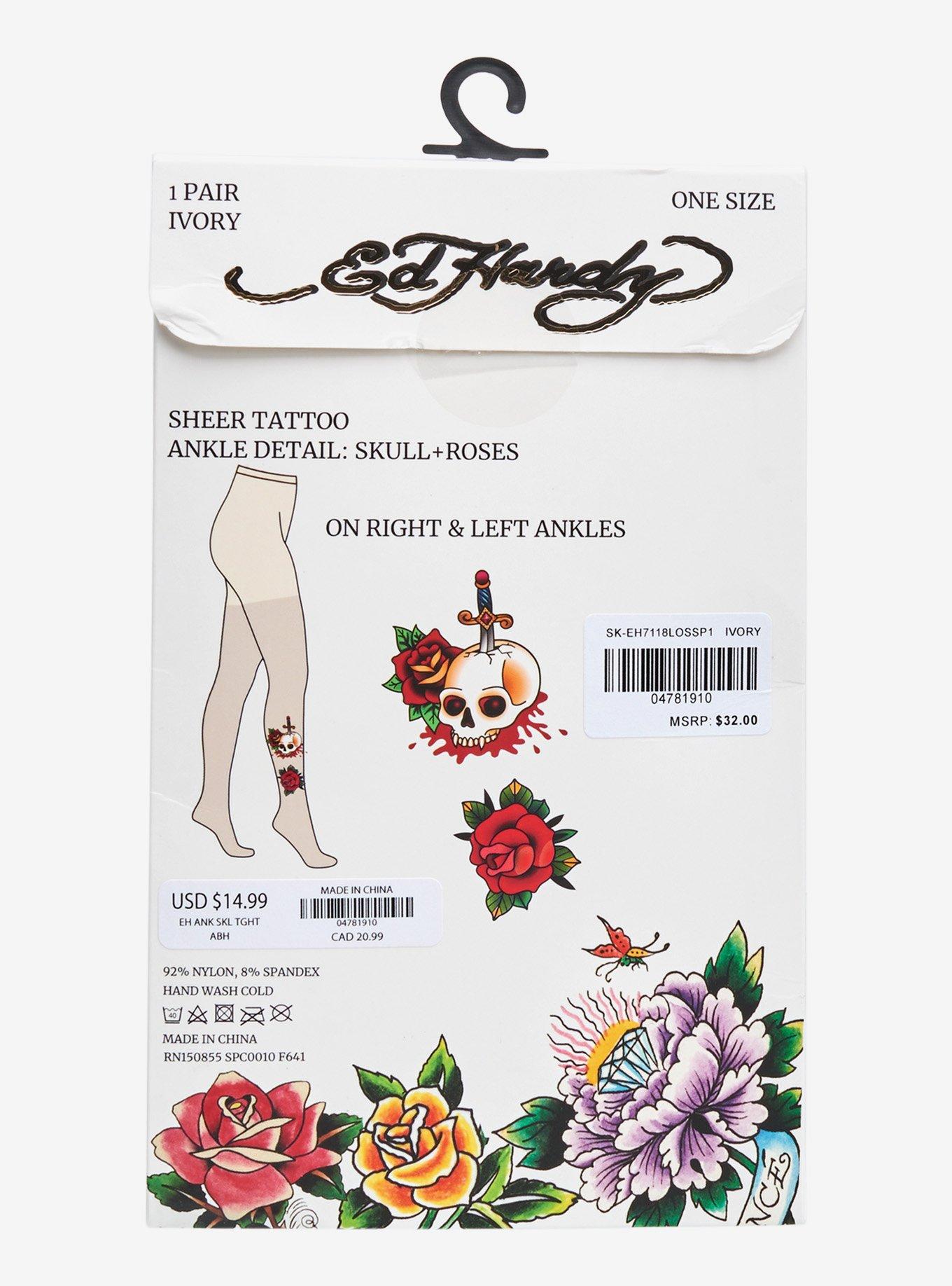 Ed Hardy Tattoo Skeleton Tights, , alternate