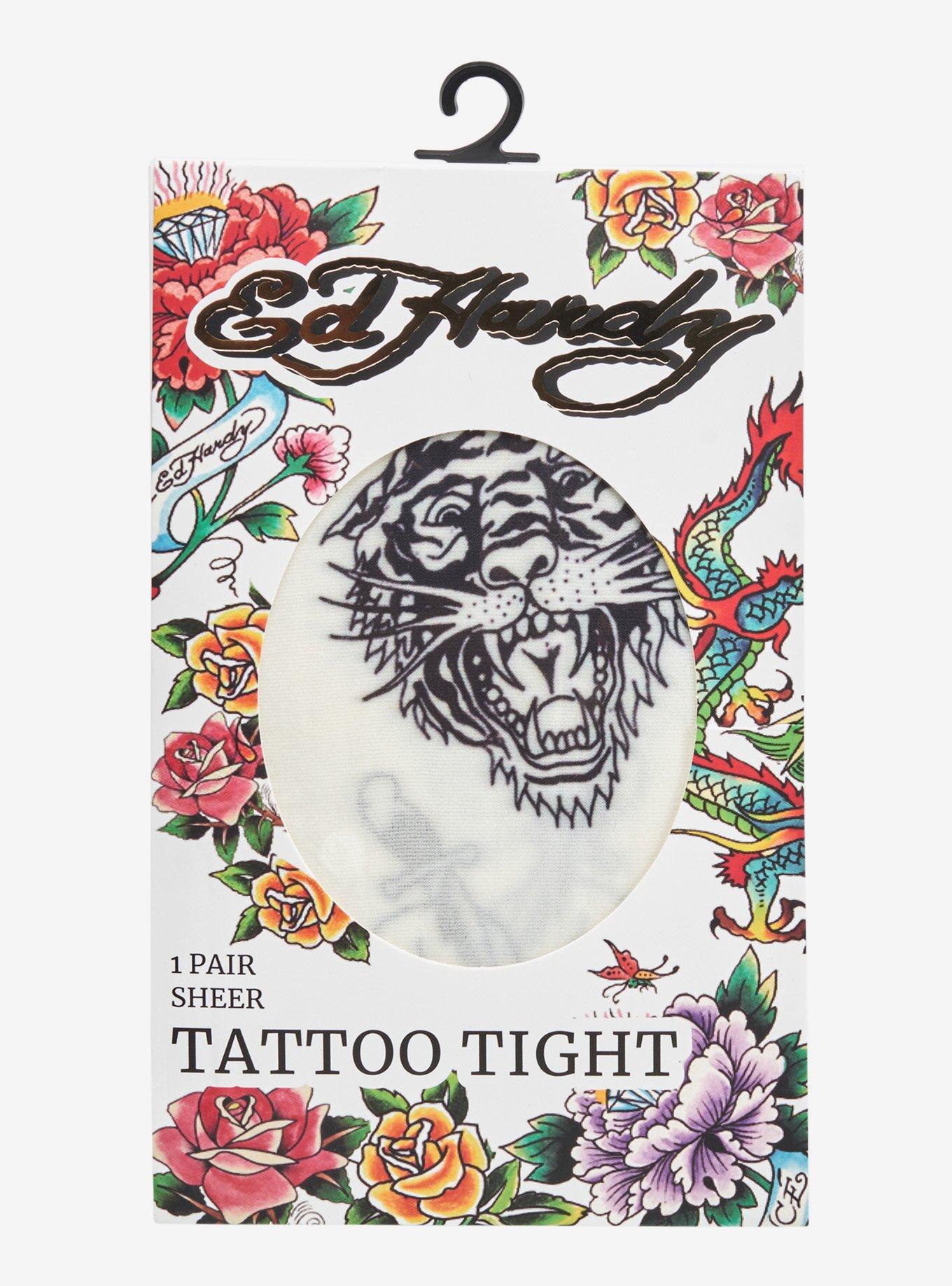 Ed Hardy Tattoo Ivory Tights, , hi-res