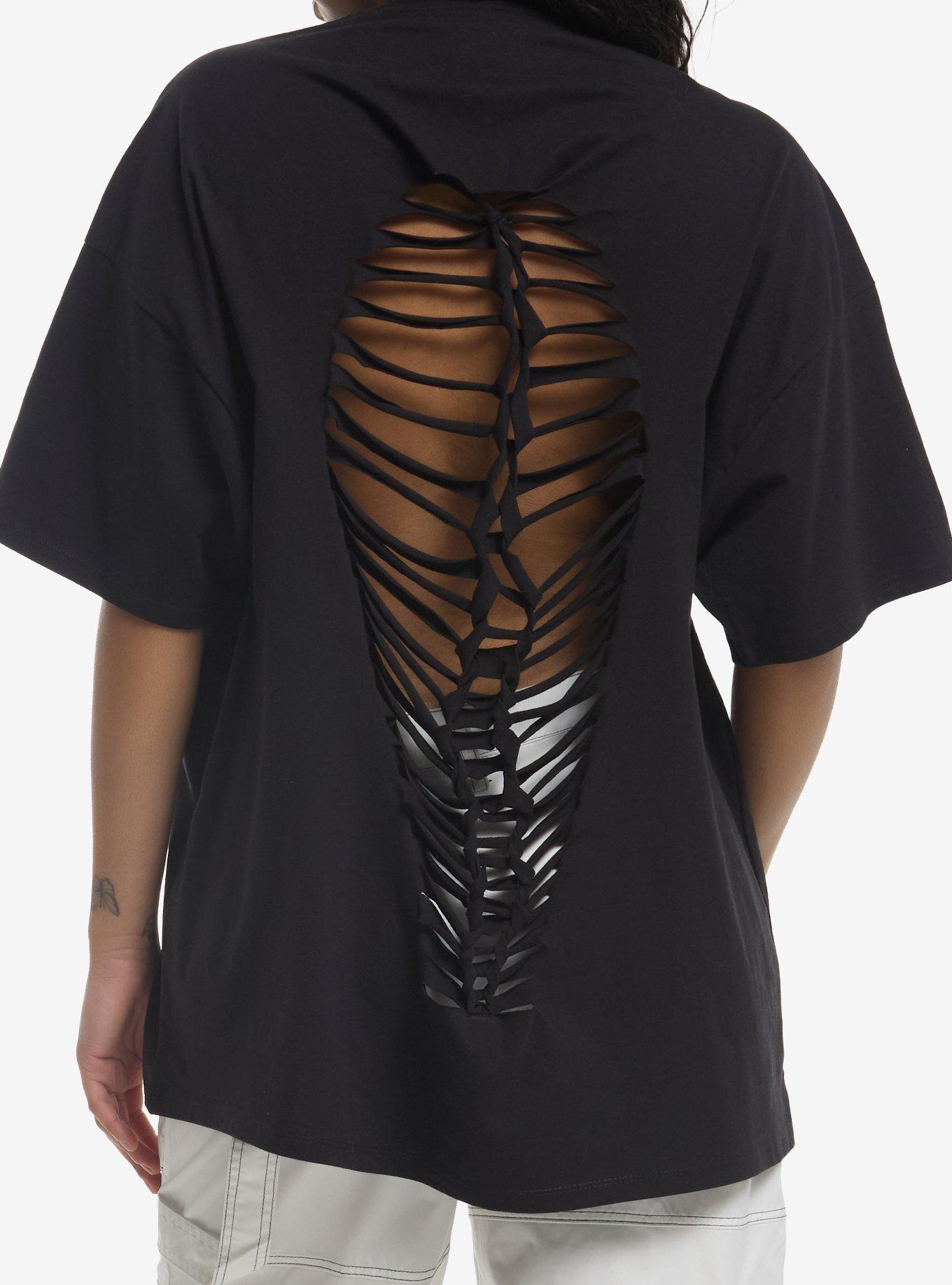 Kuromi Metal Destructed Girls Oversized T-Shirt, , hi-res