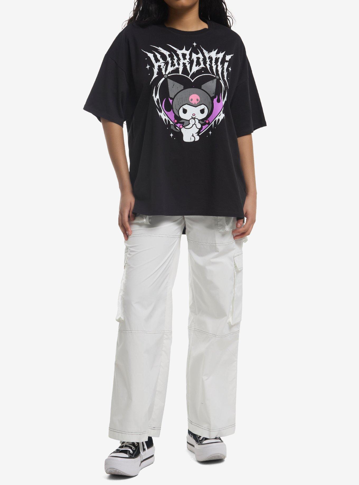 Kuromi Metal Destructed Girls Oversized T-Shirt, MULTI, alternate
