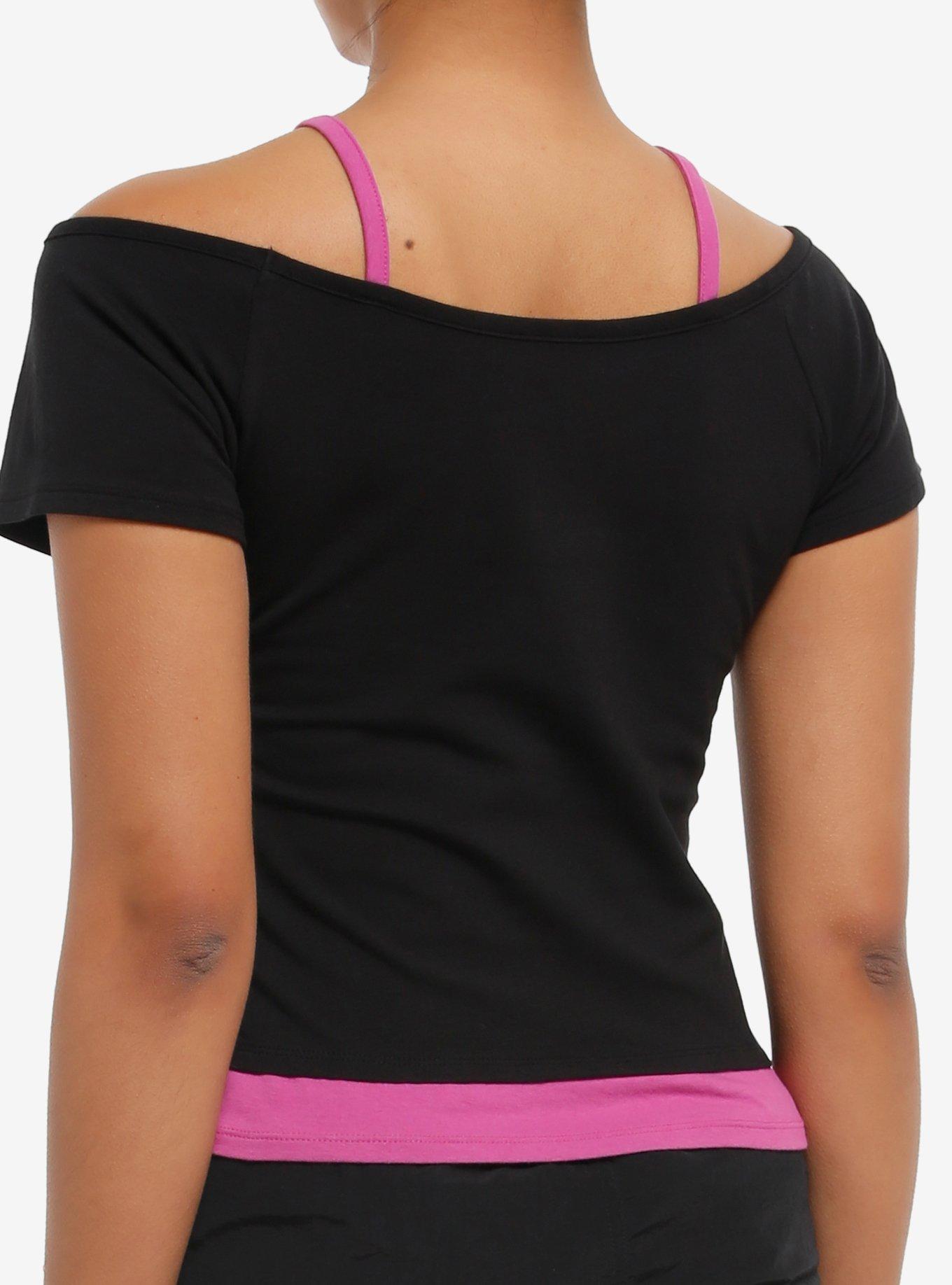 Murder Drones Uzi Girls Cold-Shoulder Top, PINK, alternate