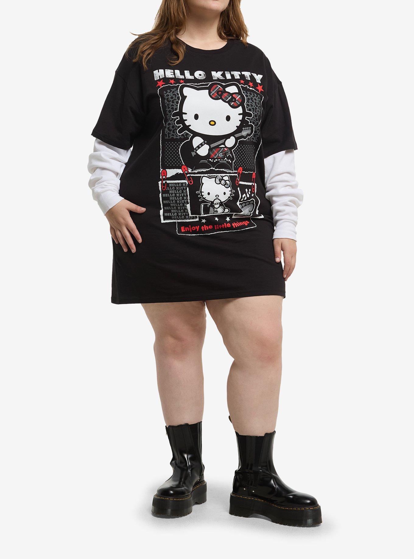 Hello Kitty Punk Twofer T-Shirt Dress Plus Size, , hi-res