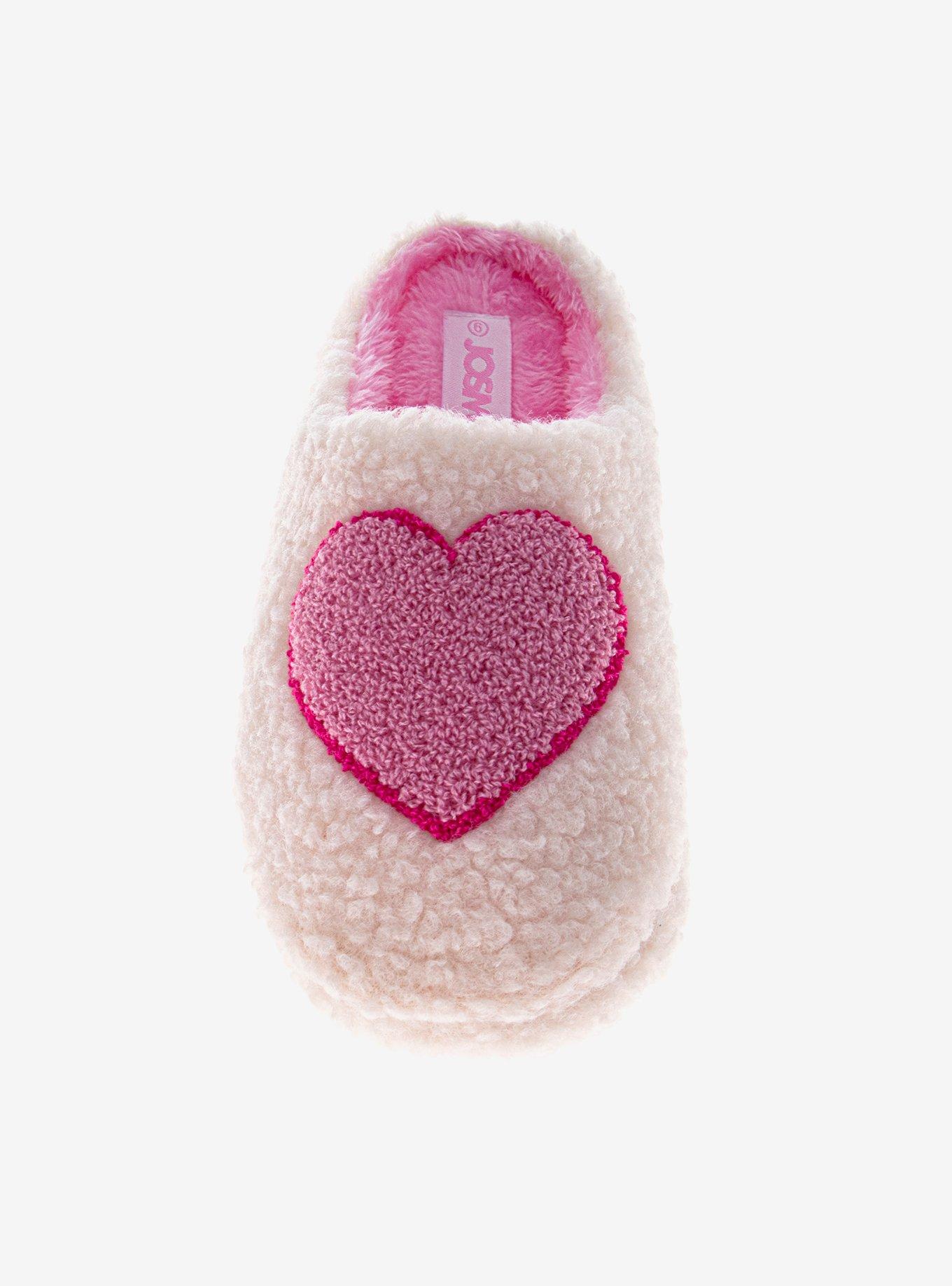 Cozy Hearts Slip On Girls Fluffy Slippers, BRIGHT WHITE, alternate