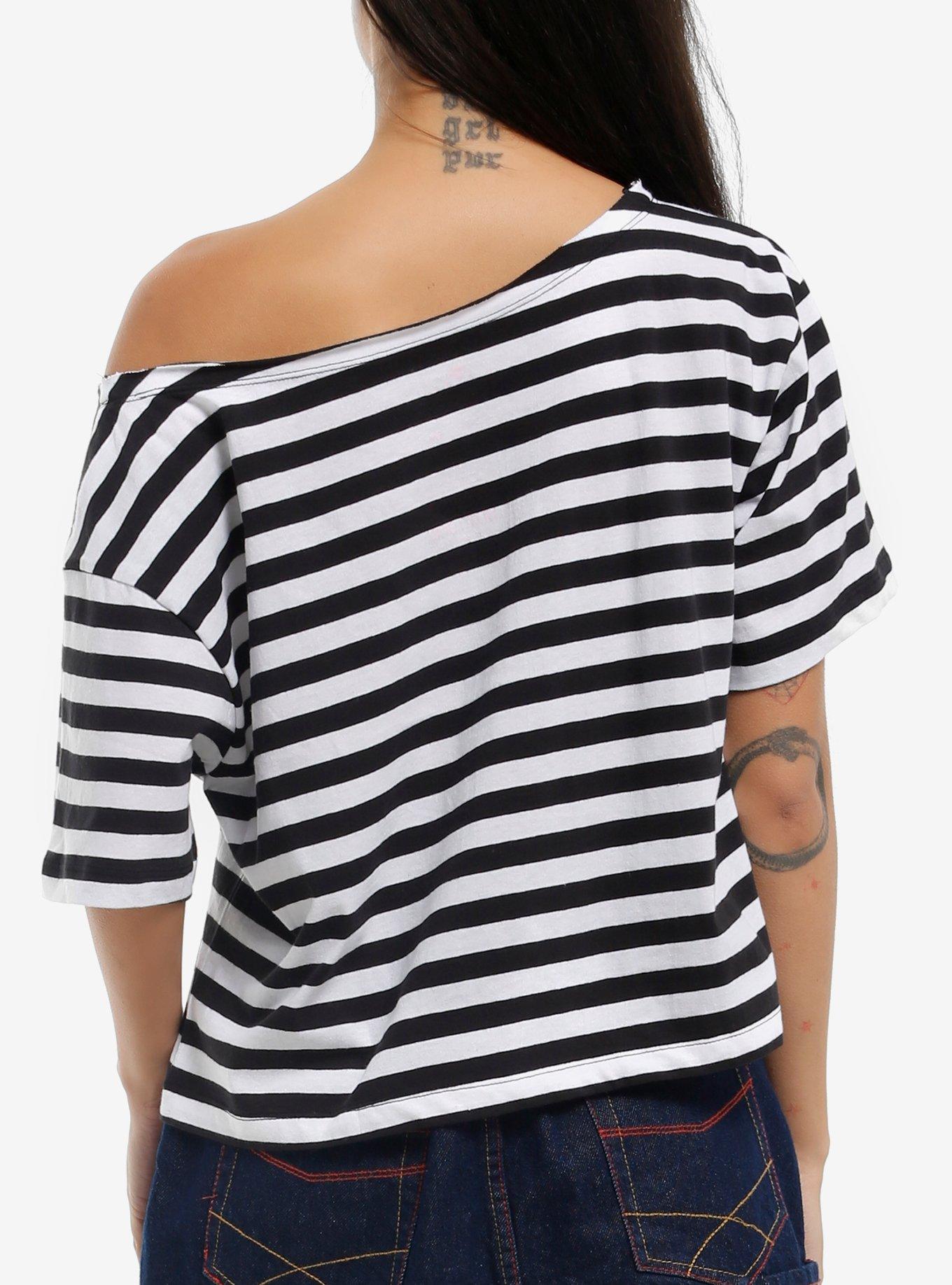 Tokidoki Adios & Ciao Ciao Stripe Girls Off-Shoulder T-Shirt, MULTI, alternate