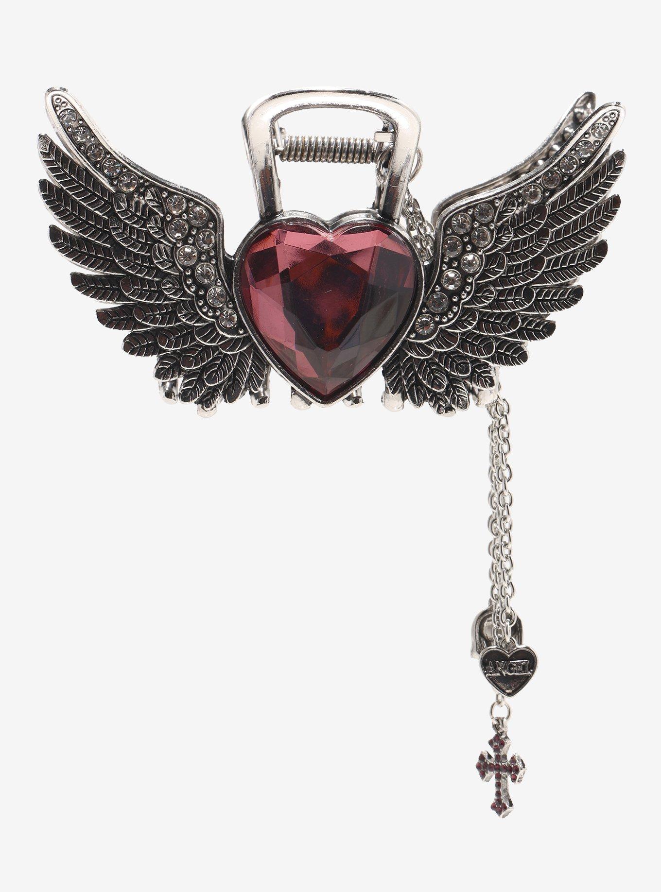 Angel Wing Heart Claw Hair Cip, , hi-res