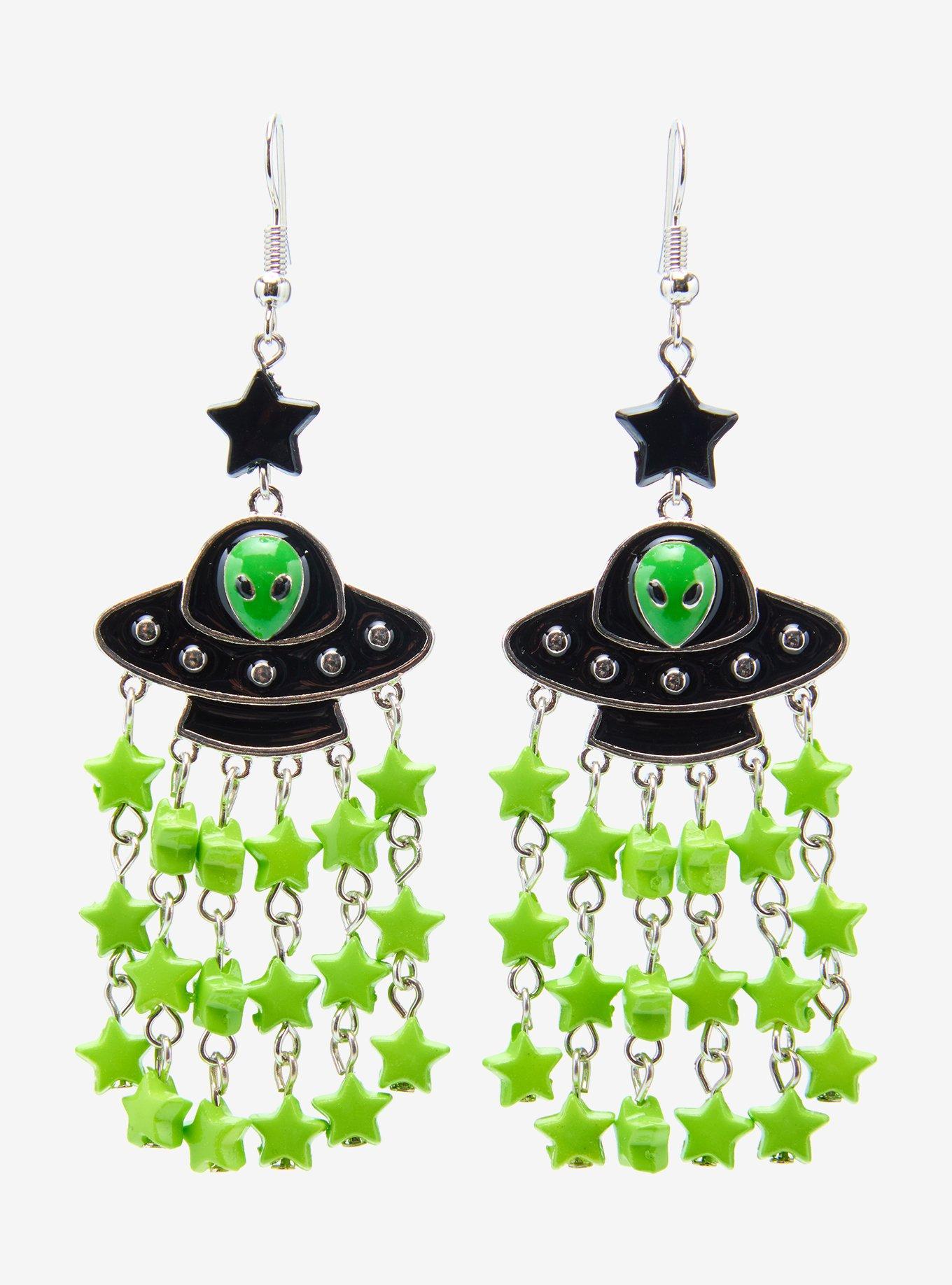 UFO Star Beads Glow-In-The-Dark Earrings, , hi-res