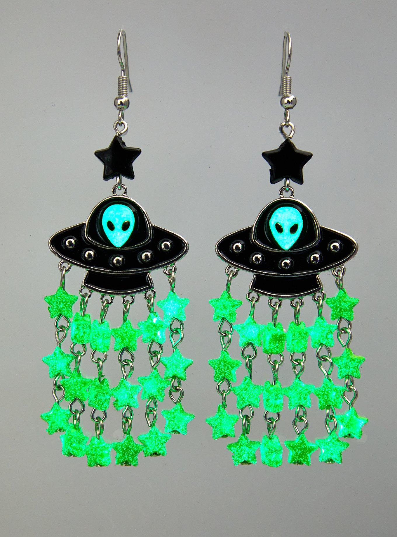 UFO Star Beads Glow-In-The-Dark Earrings, , alternate