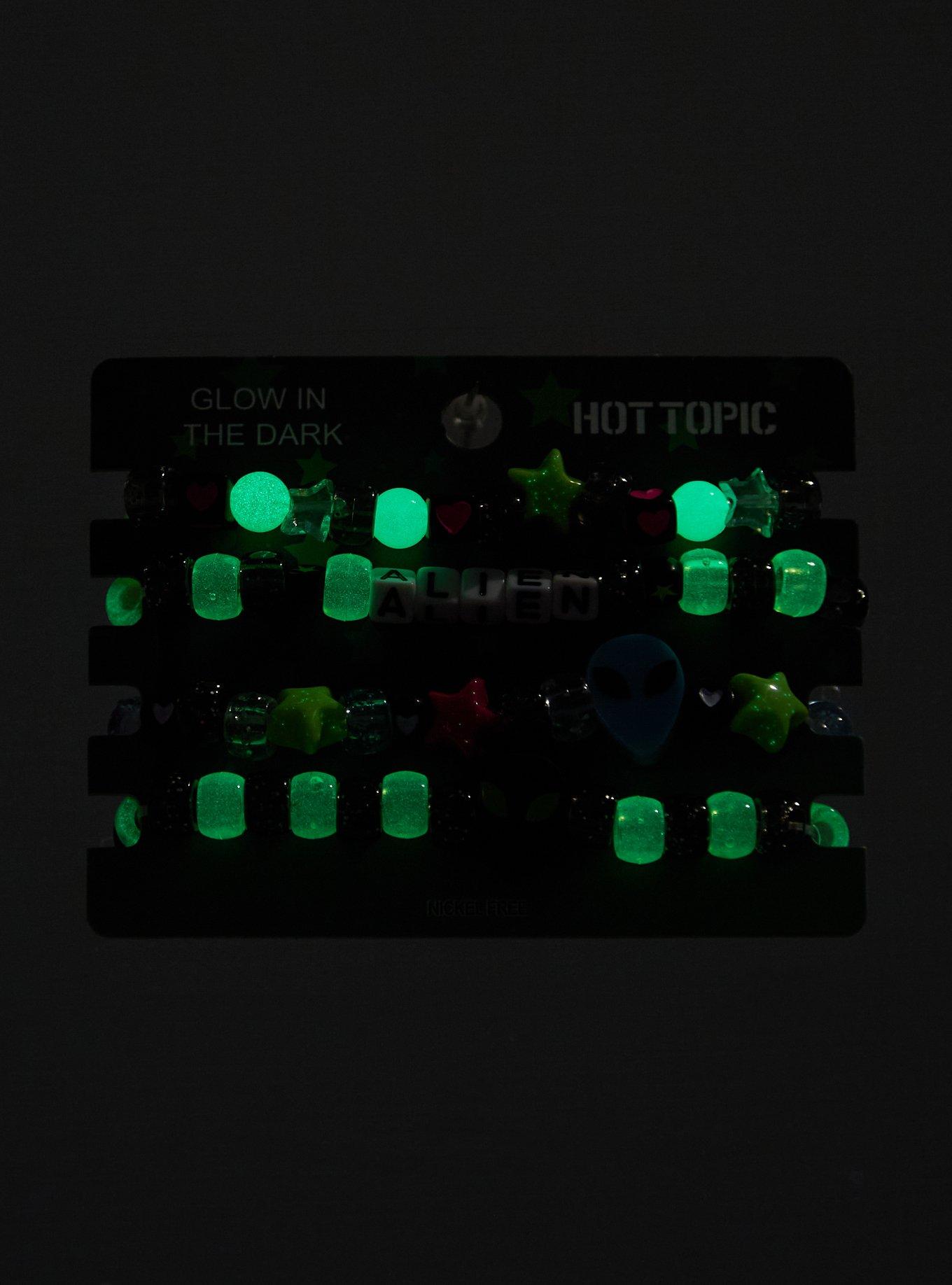 Alien Glow-In-The-Dark Bead Bracelet Set, , alternate