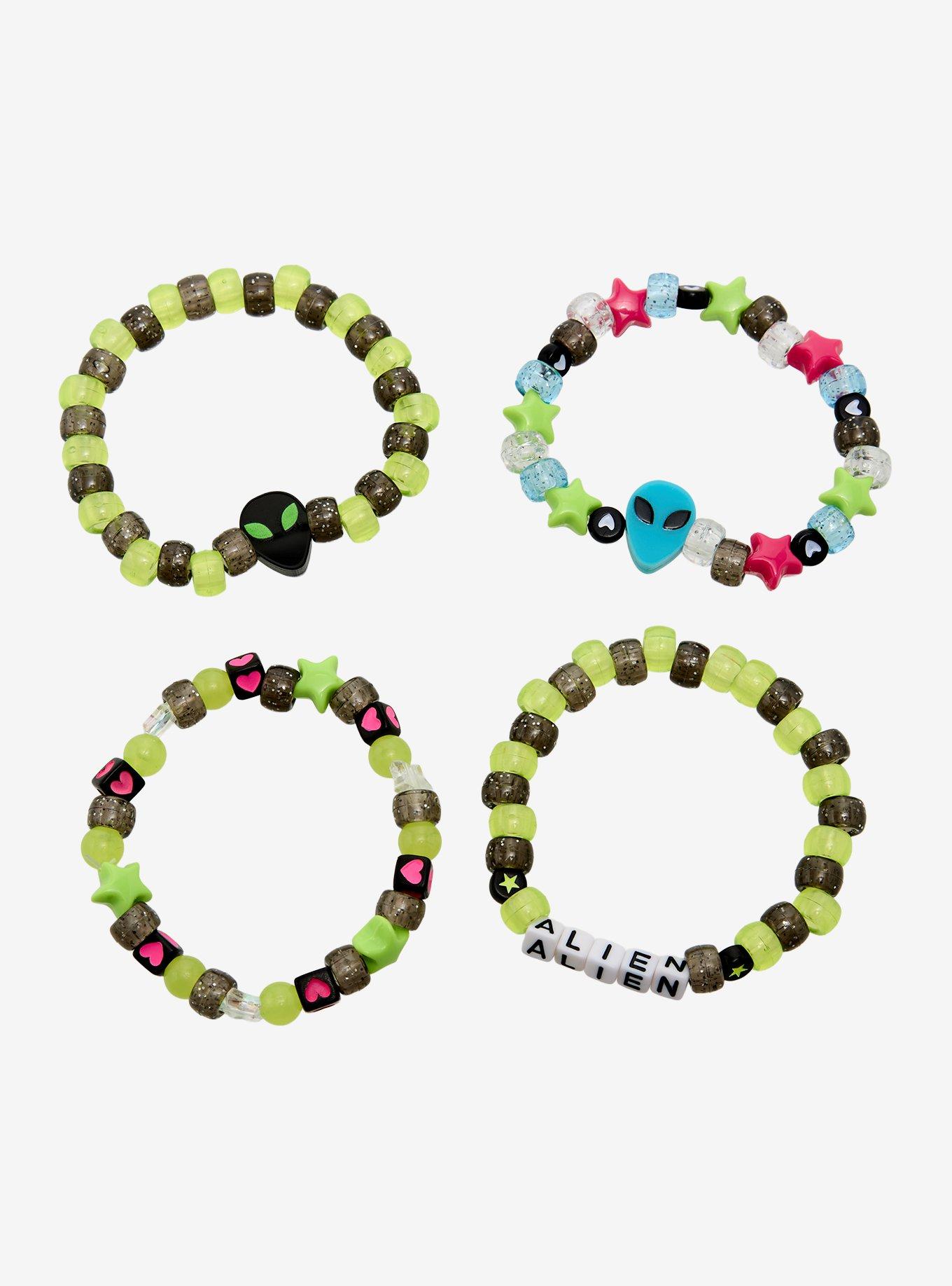 Alien Glow-In-The-Dark Bead Bracelet Set, , alternate