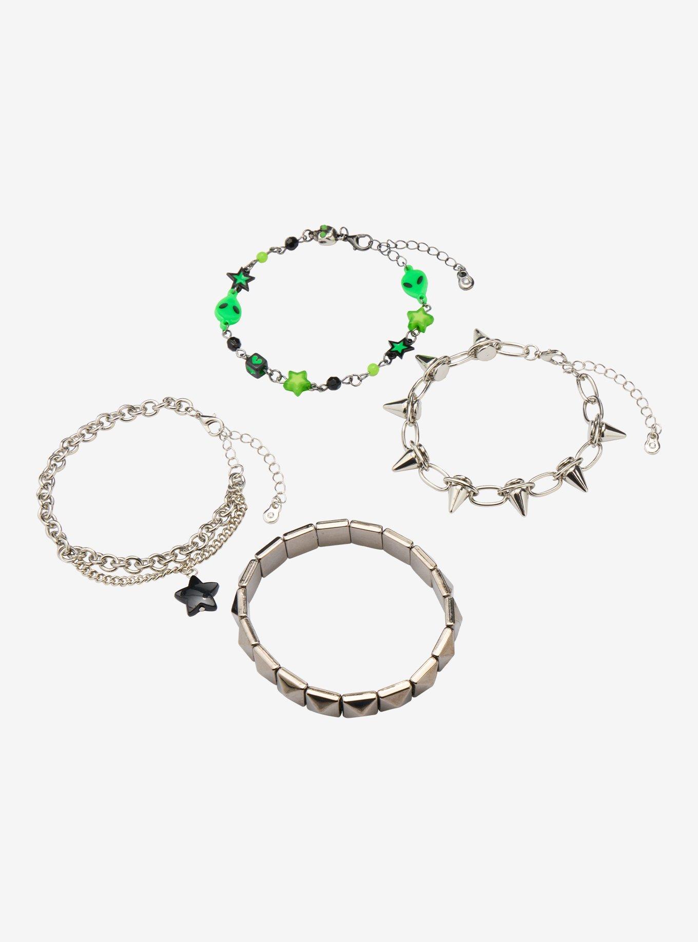 Green Alien Star Bracelet Set, , alternate