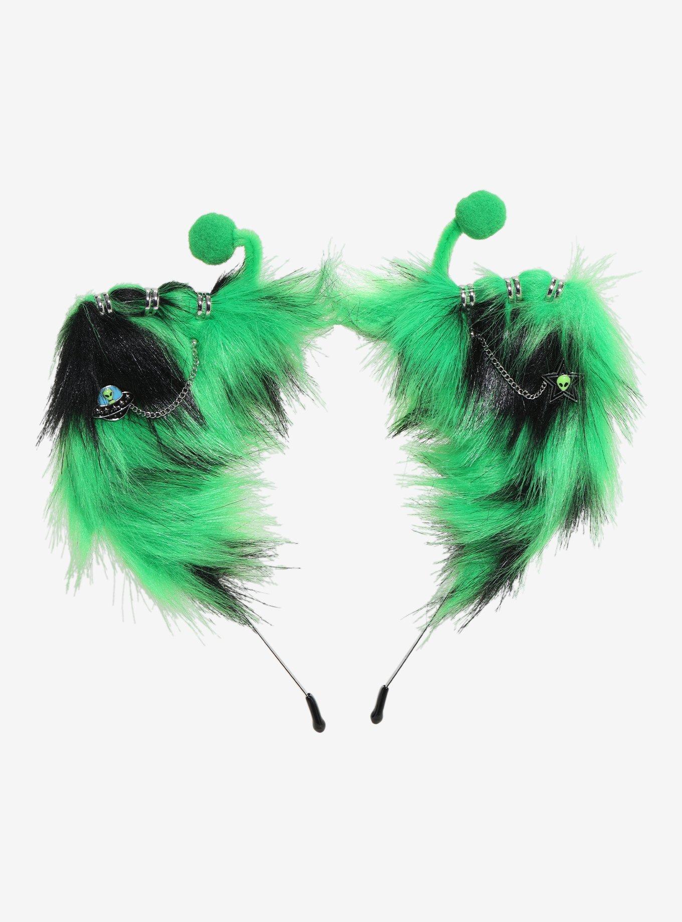 Black & Green Alien Cat Ear Headband, , hi-res