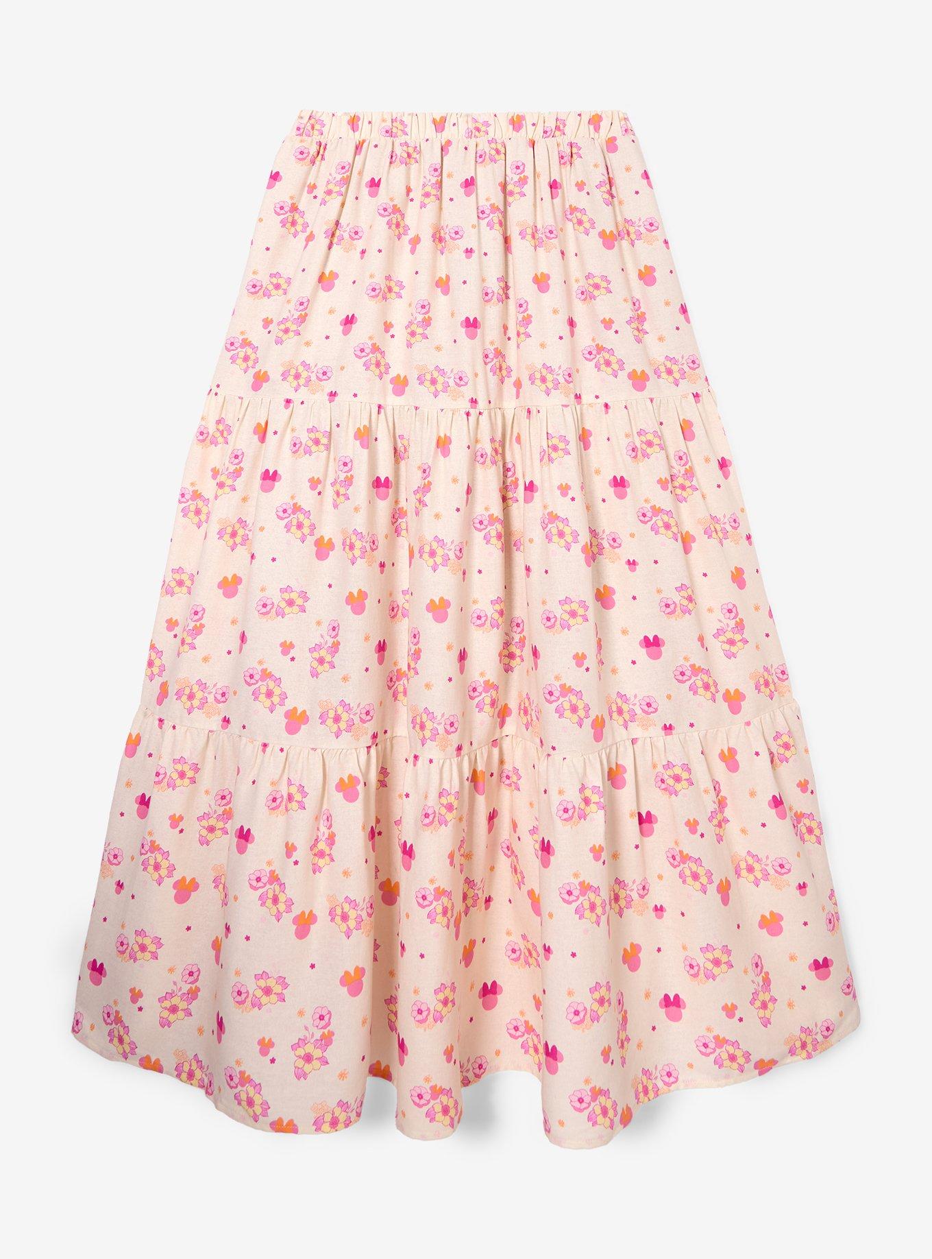 Disney Minnie Mouse Floral Tiered Plus Size Skirt &mdash; BoxLunch Exclusive, , hi-res