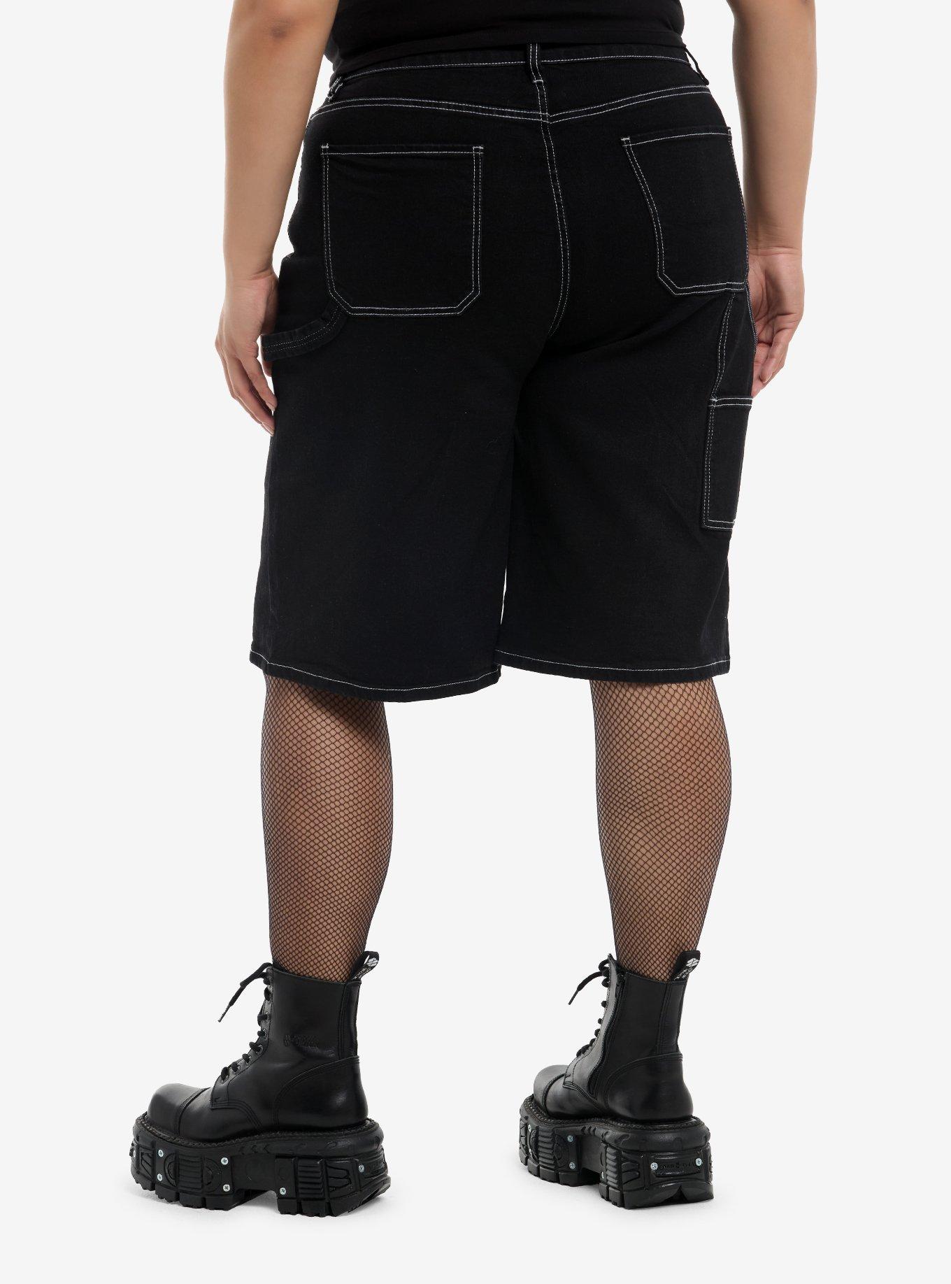 Lockets & Chains Black Jorts Plus Size, , hi-res