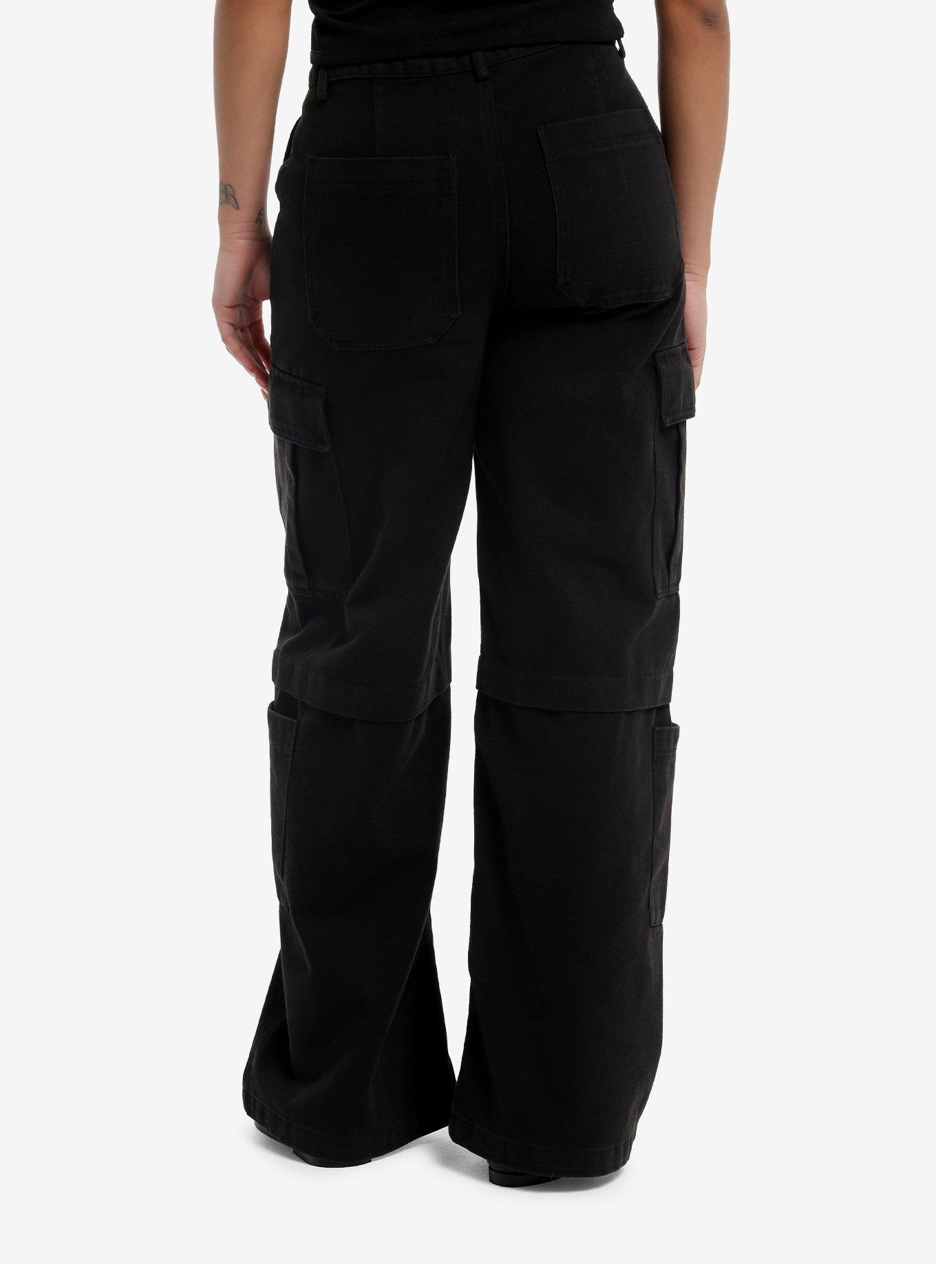 Black Grommet Tape Girls Cargo Pants, , hi-res