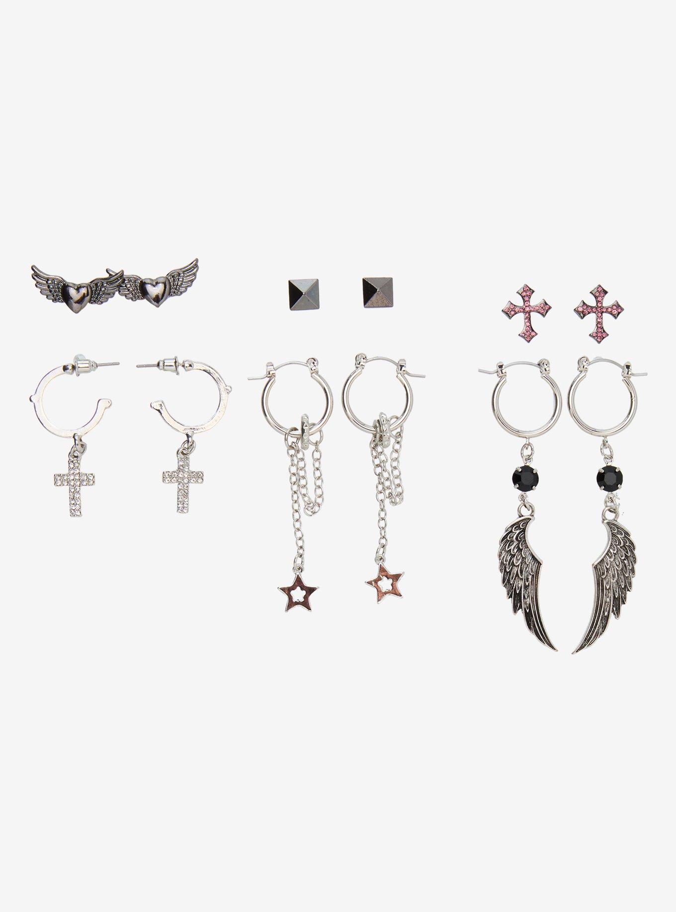 Bling Cross Wing Earring Set, , hi-res
