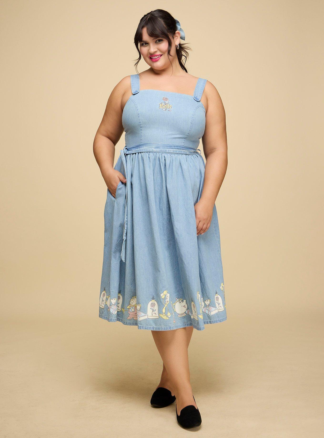 Her Universe Disney Beauty And The Beast Pinafore Midi Dress Plus Size Her Universe Exclusive, , hi-res