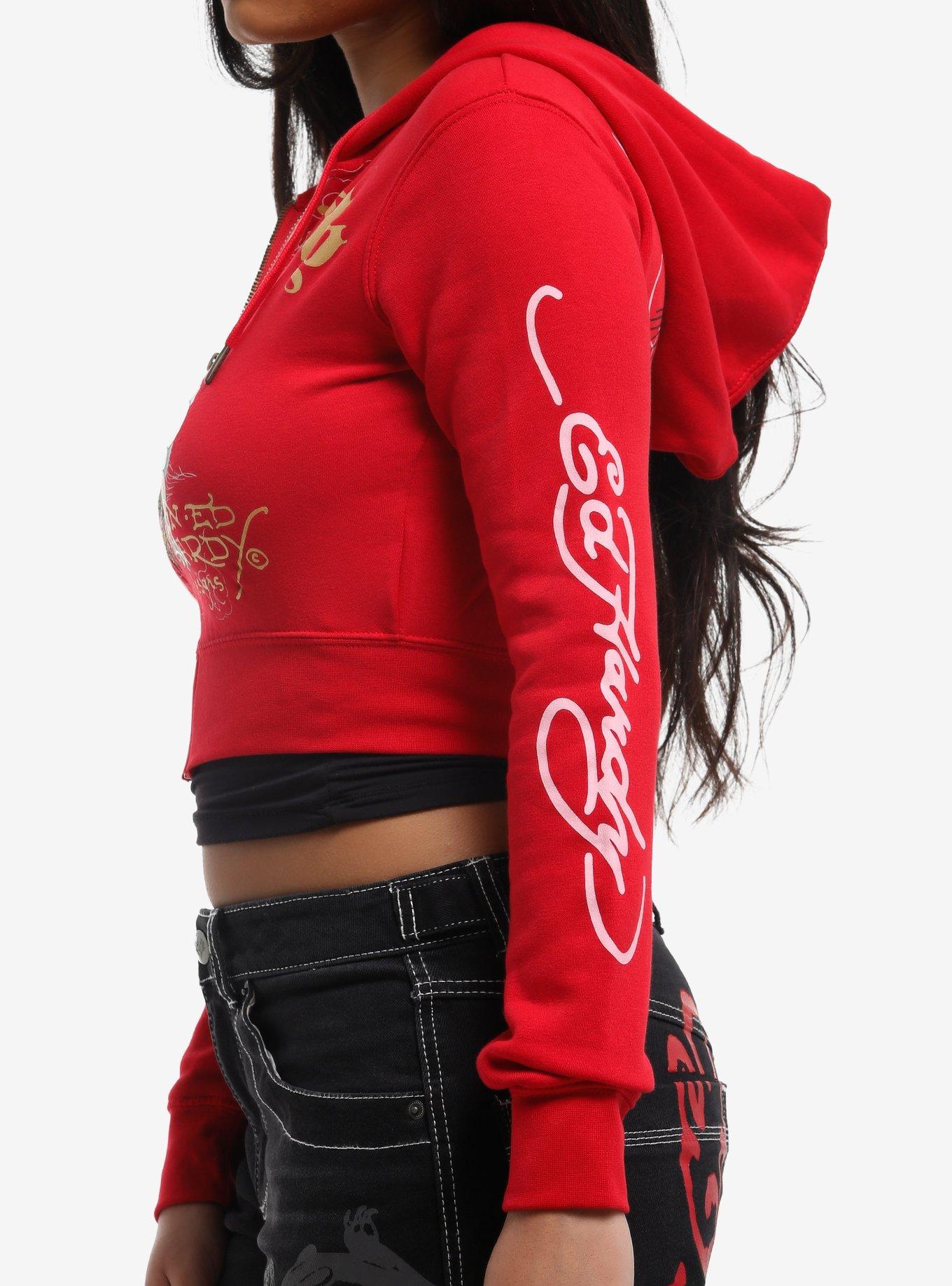 Ed Hardy Tiger Mountain Girls Crop Hoodie, MULTI, alternate