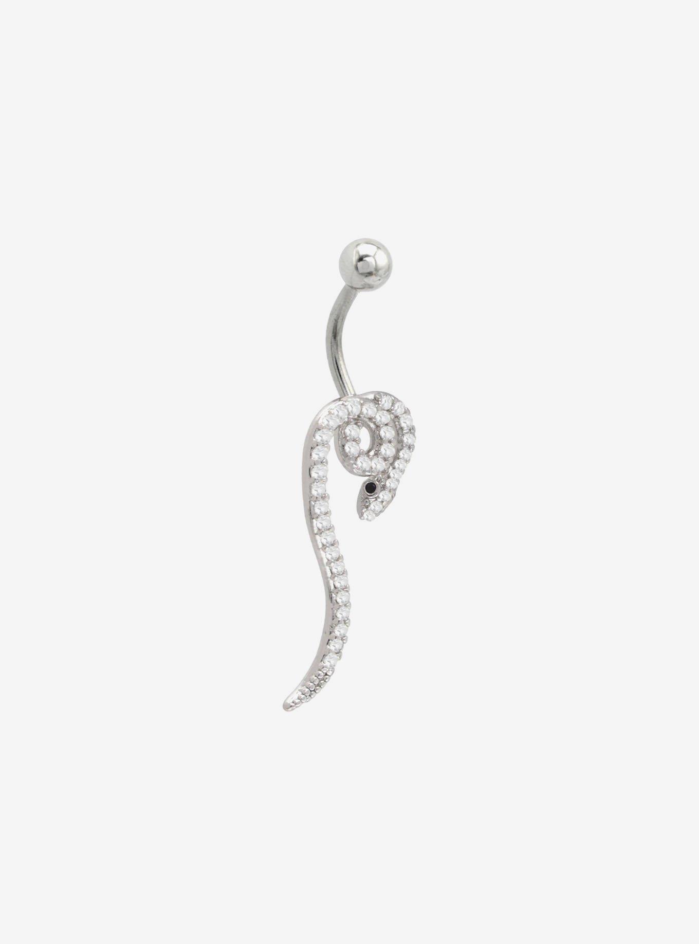 Steel Bling Snake Navel Barbell, , hi-res
