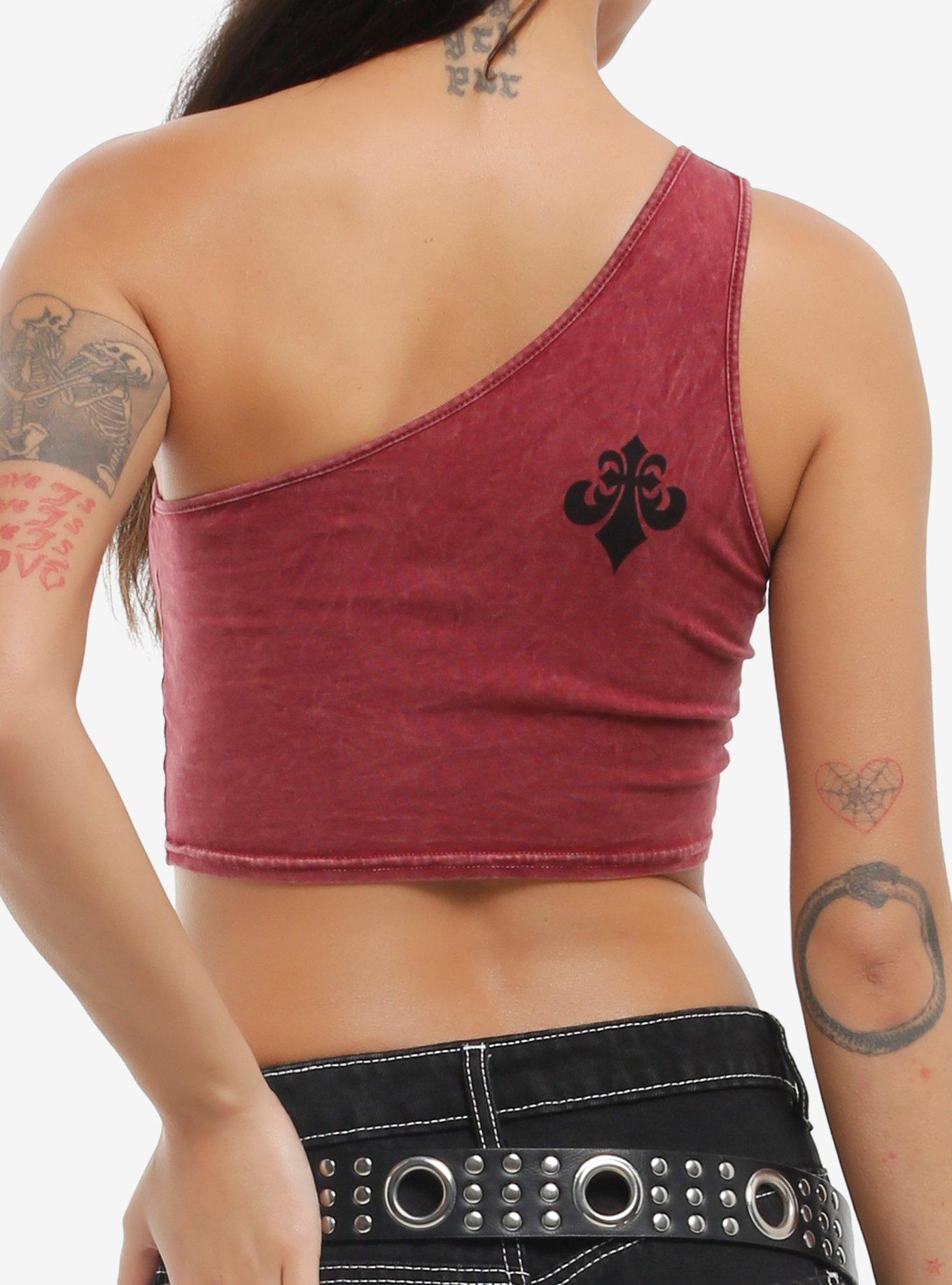 Affliction Skull Trio Girls One-Shoulder Top, , hi-res
