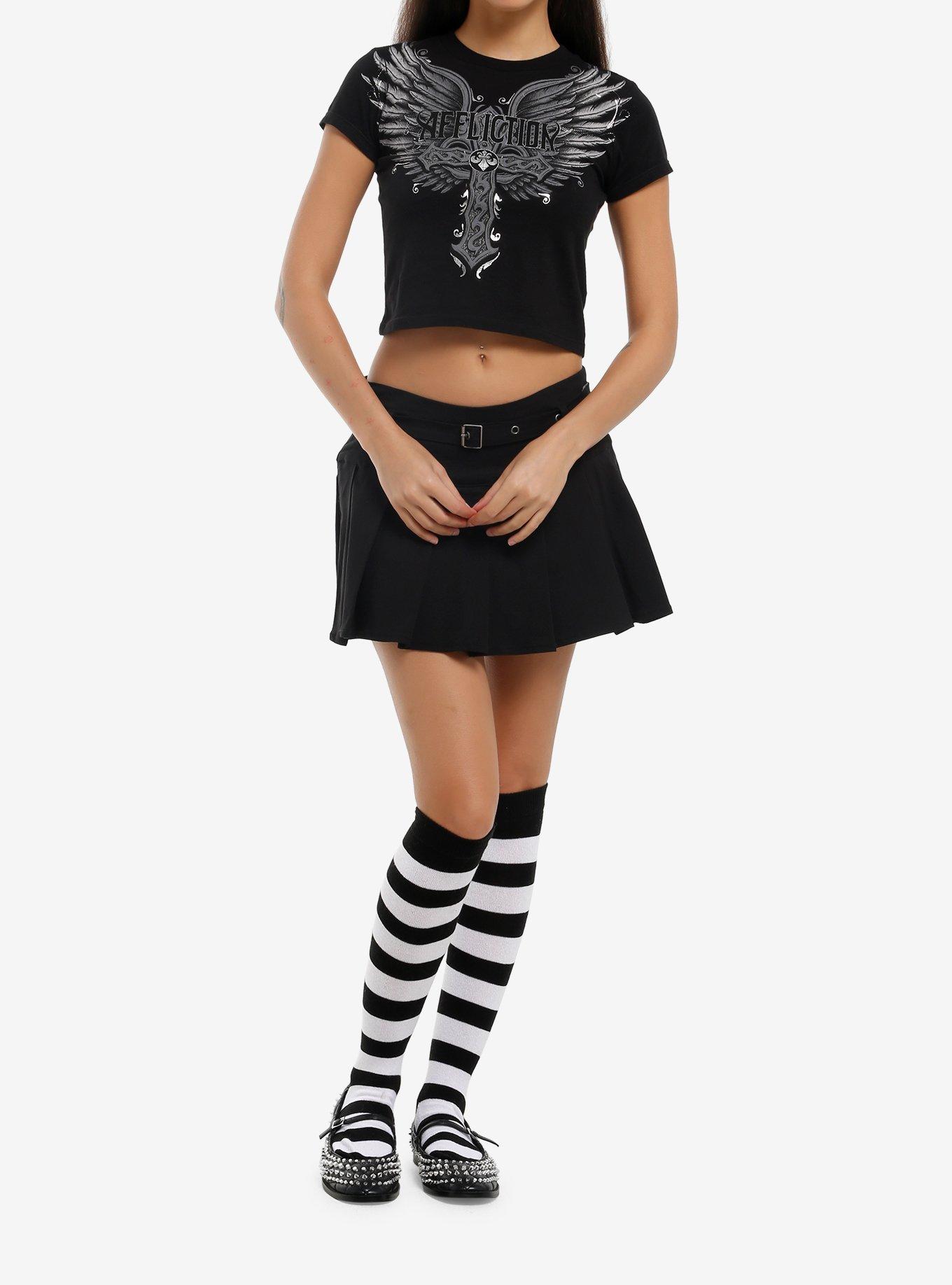 Affliction Metallic Winged Cross Girls Baby T-Shirt, MULTI, alternate