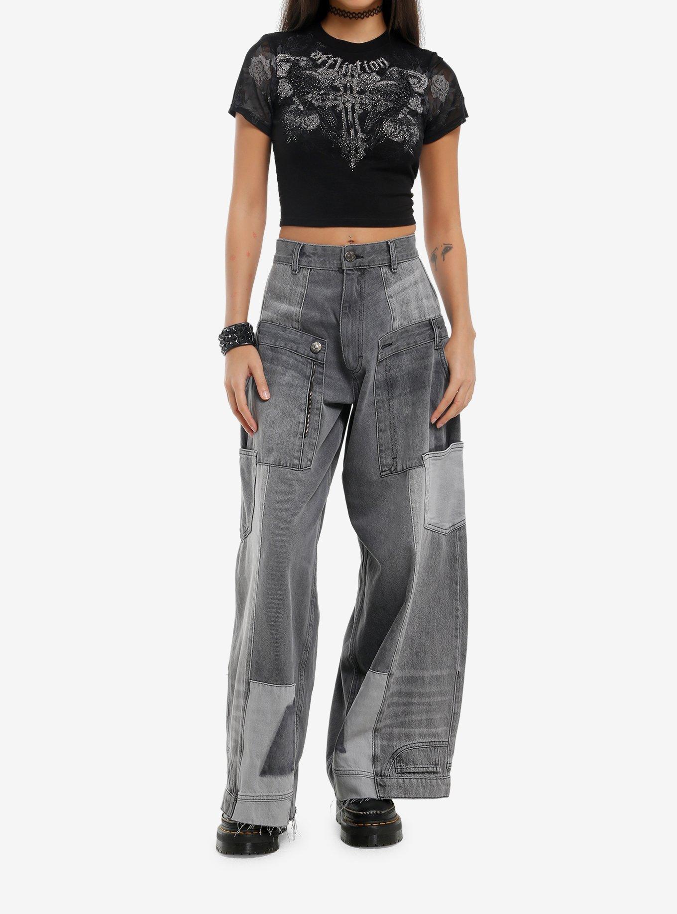 Affliction Rhinestone Cross Roses Girls Baby T-Shirt, MULTI, alternate