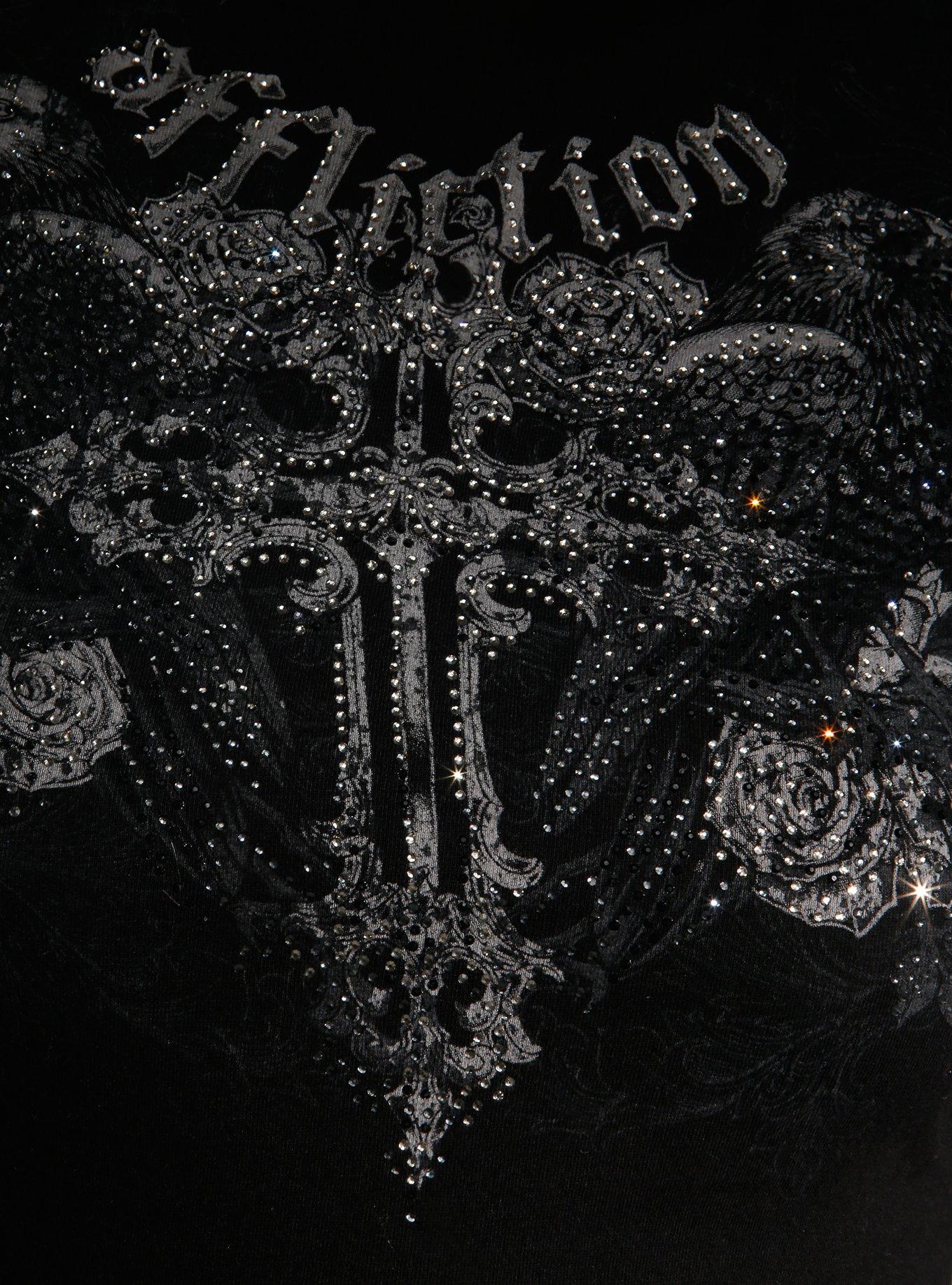 Affliction Rhinestone Cross Roses Girls Baby T-Shirt, MULTI, alternate