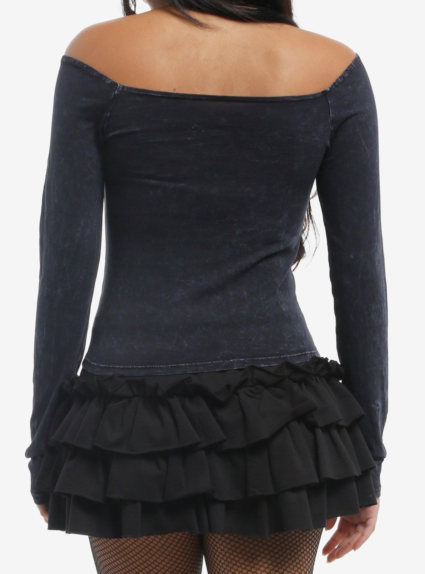 Affliction Winged Skull & Cross Girls Off-Shoulder Top, , hi-res