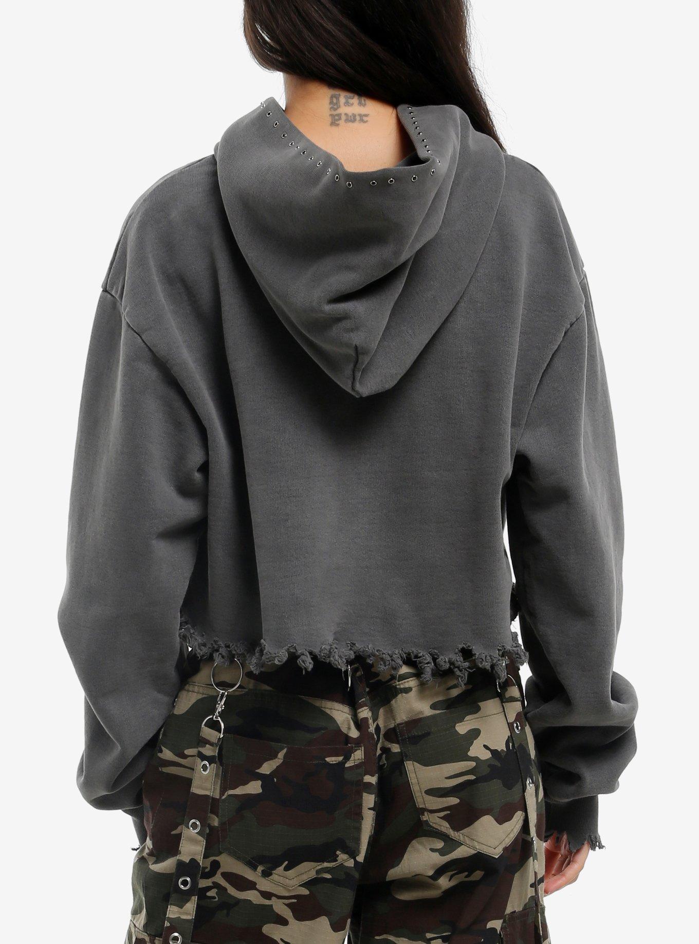 Affliction Angel Destructed Girls Crop Hoodie, , hi-res