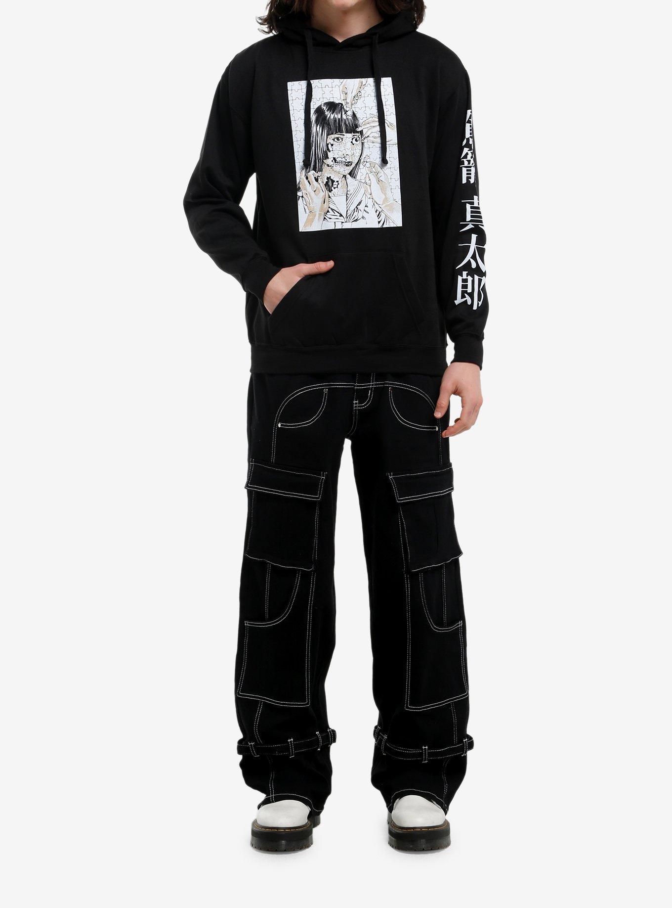 Shintaro Kago Girl Puzzle Portrait Hoodie, BLACK, alternate