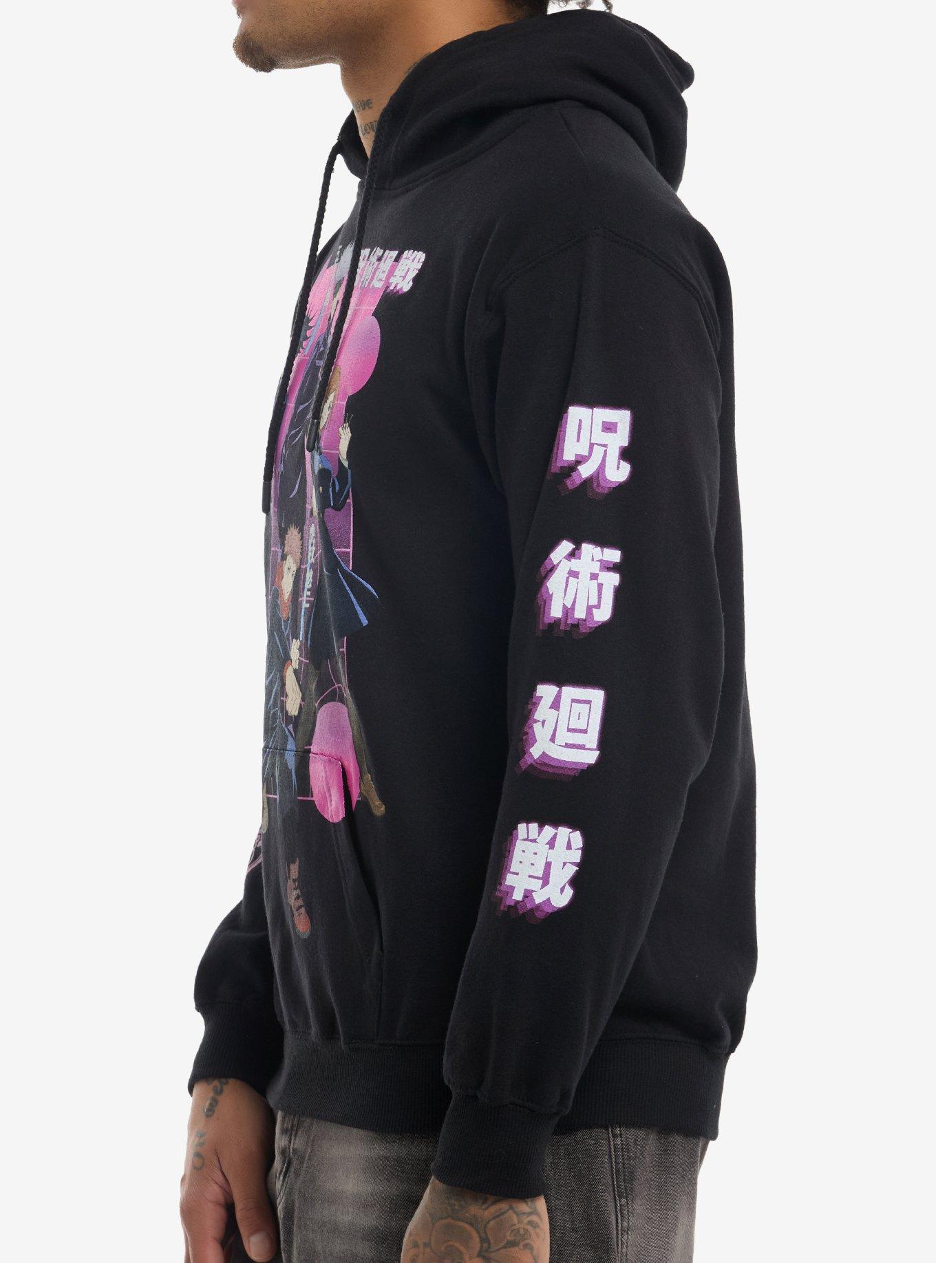 Jujutsu Kaisen Group Pink Panel Hoodie, BLACK, alternate